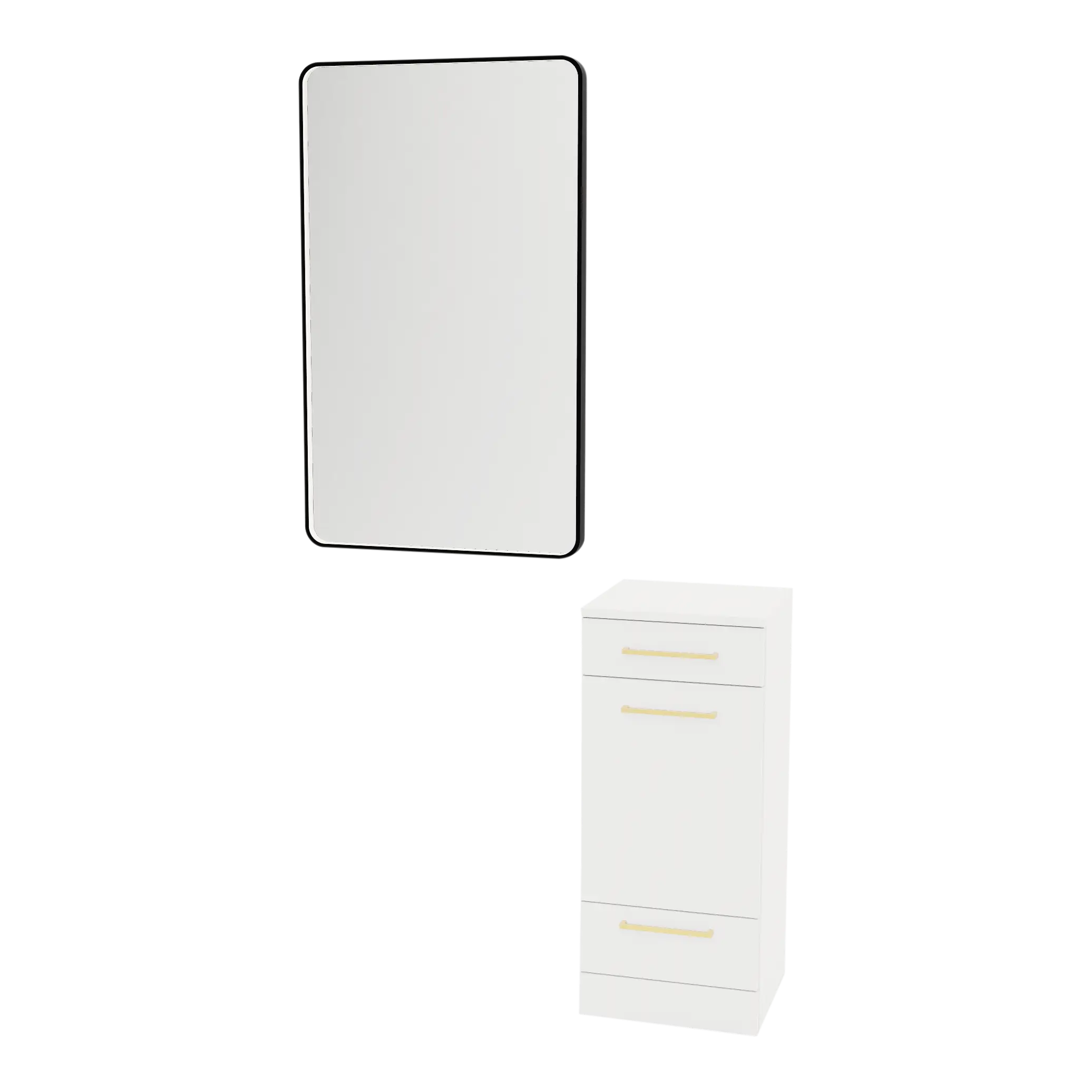 Rococo Mobile Styling Station with Tilt-out Appliance Holder and Black Rectangle Westin Mirror