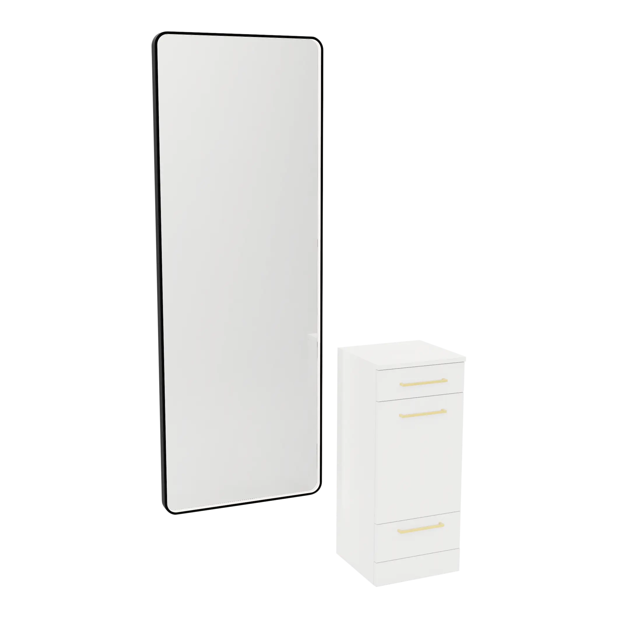 Rococo Mobile Styling Station with Tilt-out Appliance Holder and Black Full-Length Rectangle Westin Mirror