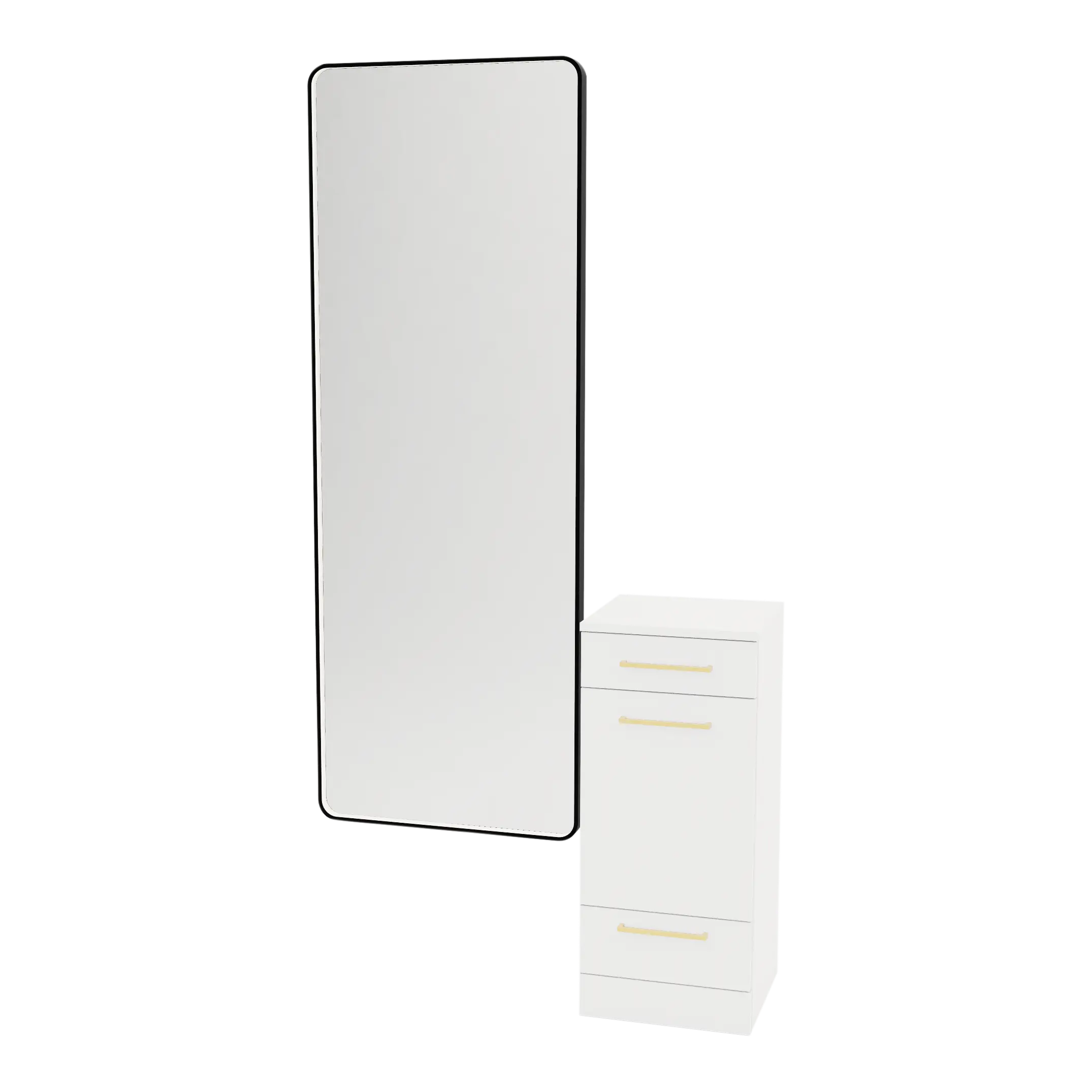 Rococo Mobile Styling Station with Tilt-out Appliance Holder and Black Full-Length Rectangle Westin Mirror