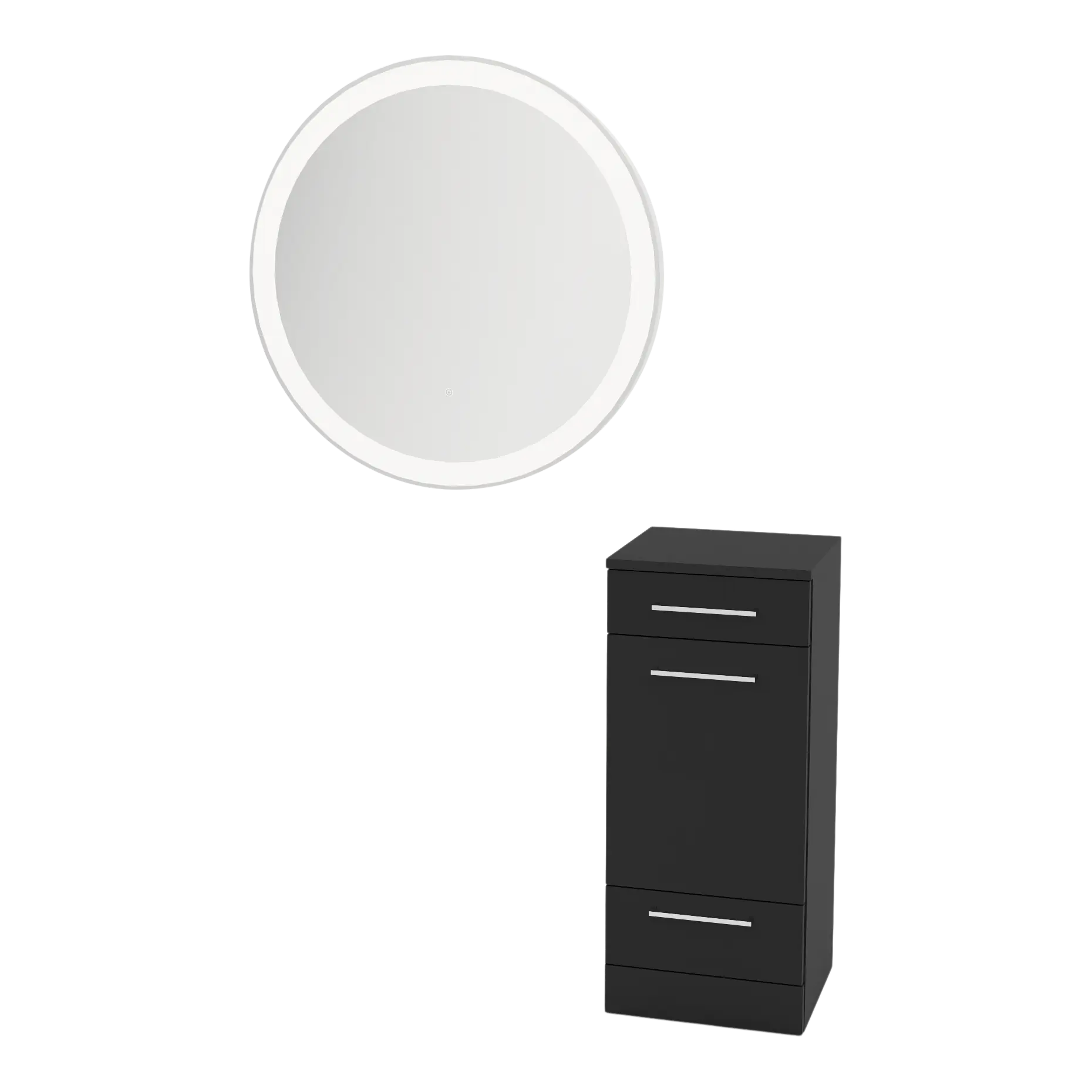 Rococo Mobile Styling Station with Tilt-out Appliance Holder and Silver Round Glo Mirror