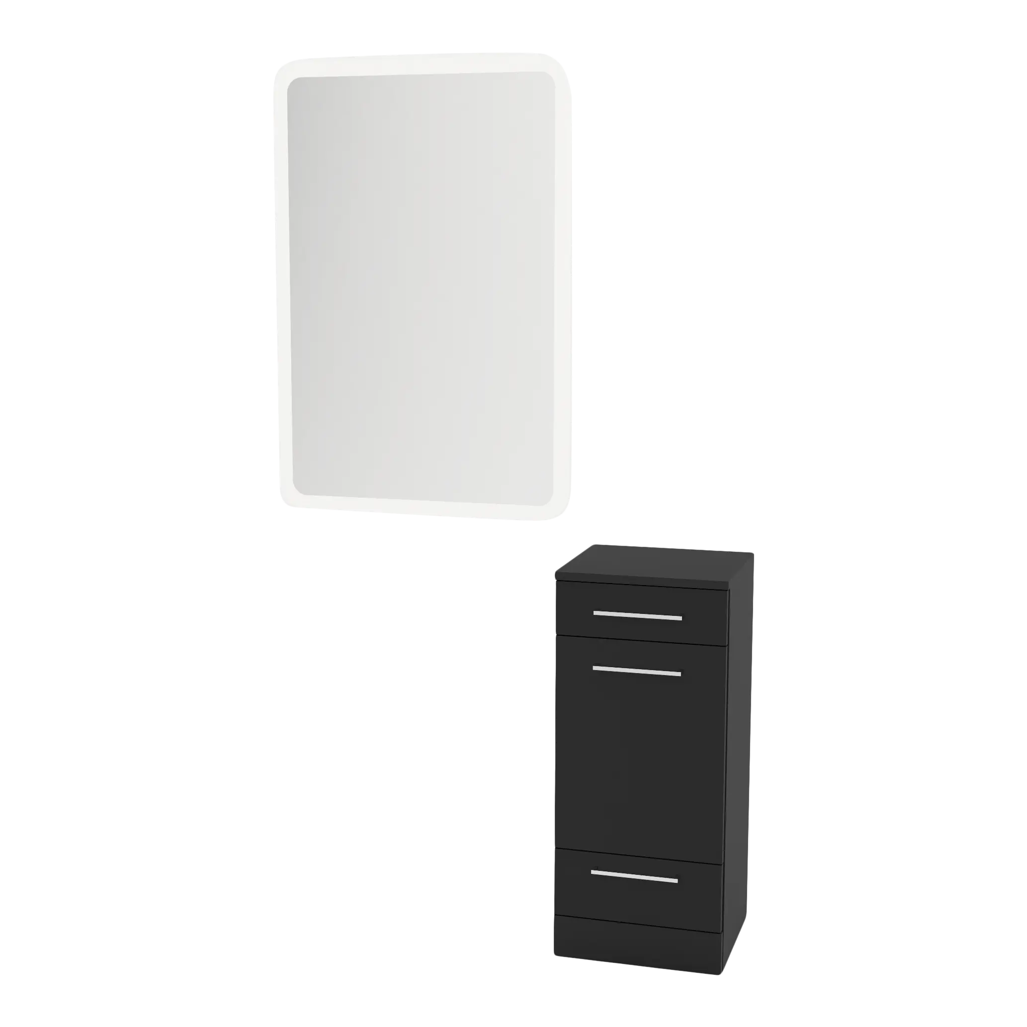 Rococo Mobile Styling Station with Tilt-out Appliance Holder and White Rectangle Illuminate Back Lit Mirror