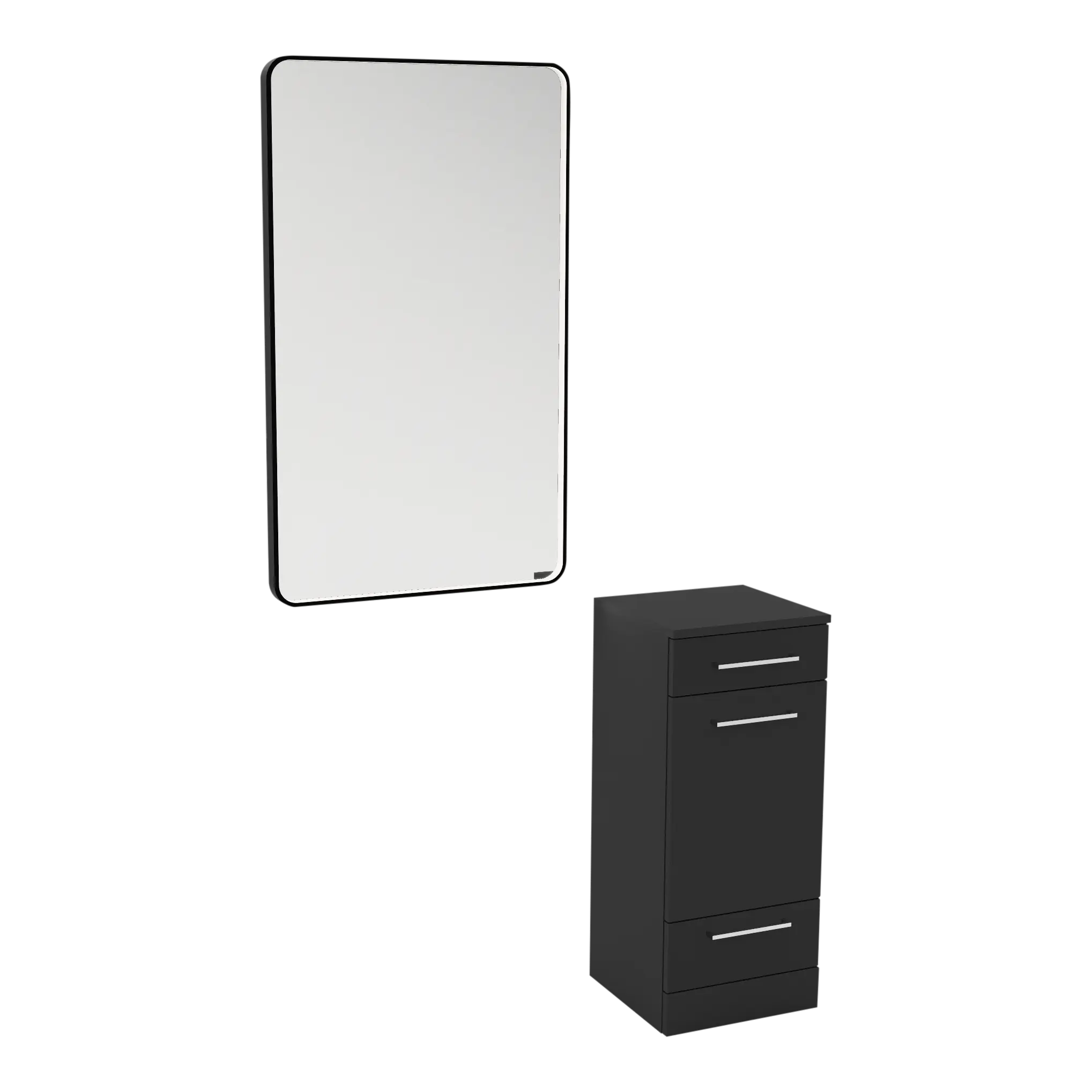 Rococo Mobile Styling Station with Tilt-out Appliance Holder and Black Rectangle Westin Mirror