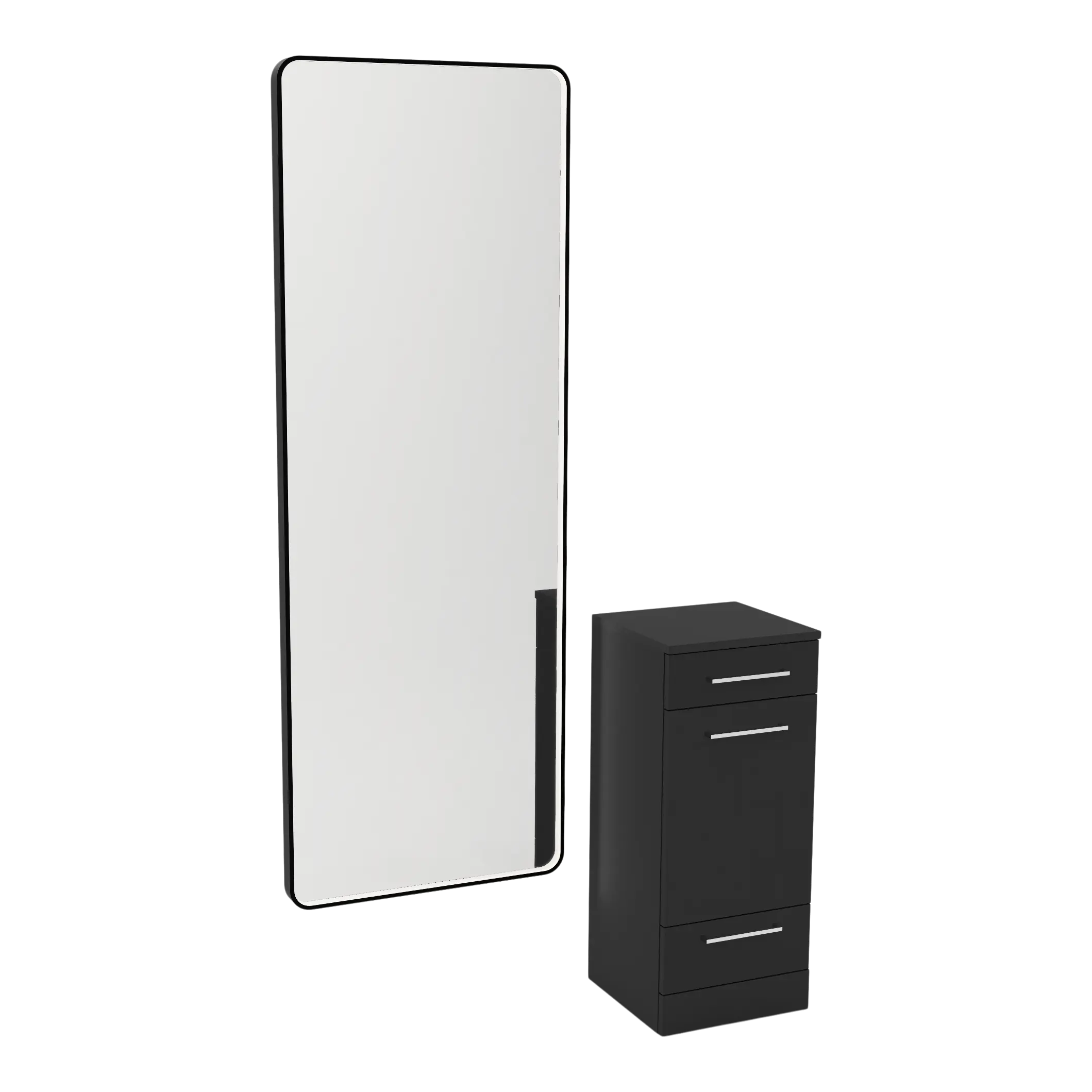 Rococo Mobile Styling Station with Tilt-out Appliance Holder and Black Full-Length Rectangle Westin Mirror