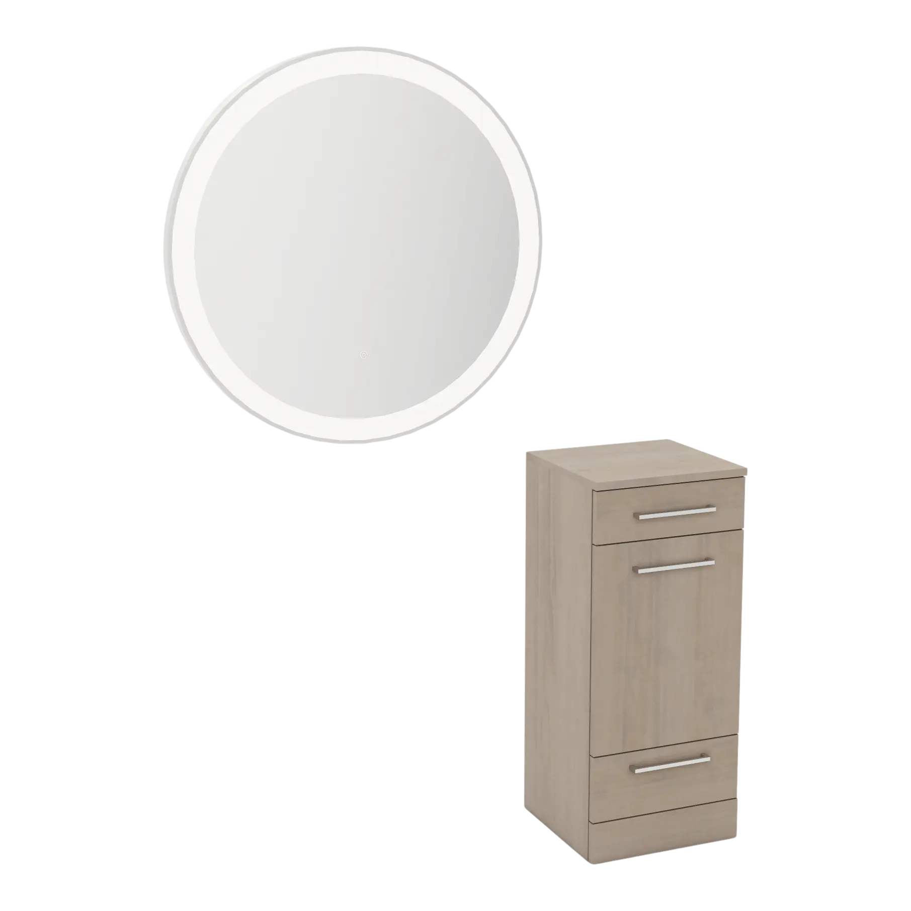 Rococo Mobile Styling Station with Tilt-out Appliance Holder and Silver Round Glo Mirror