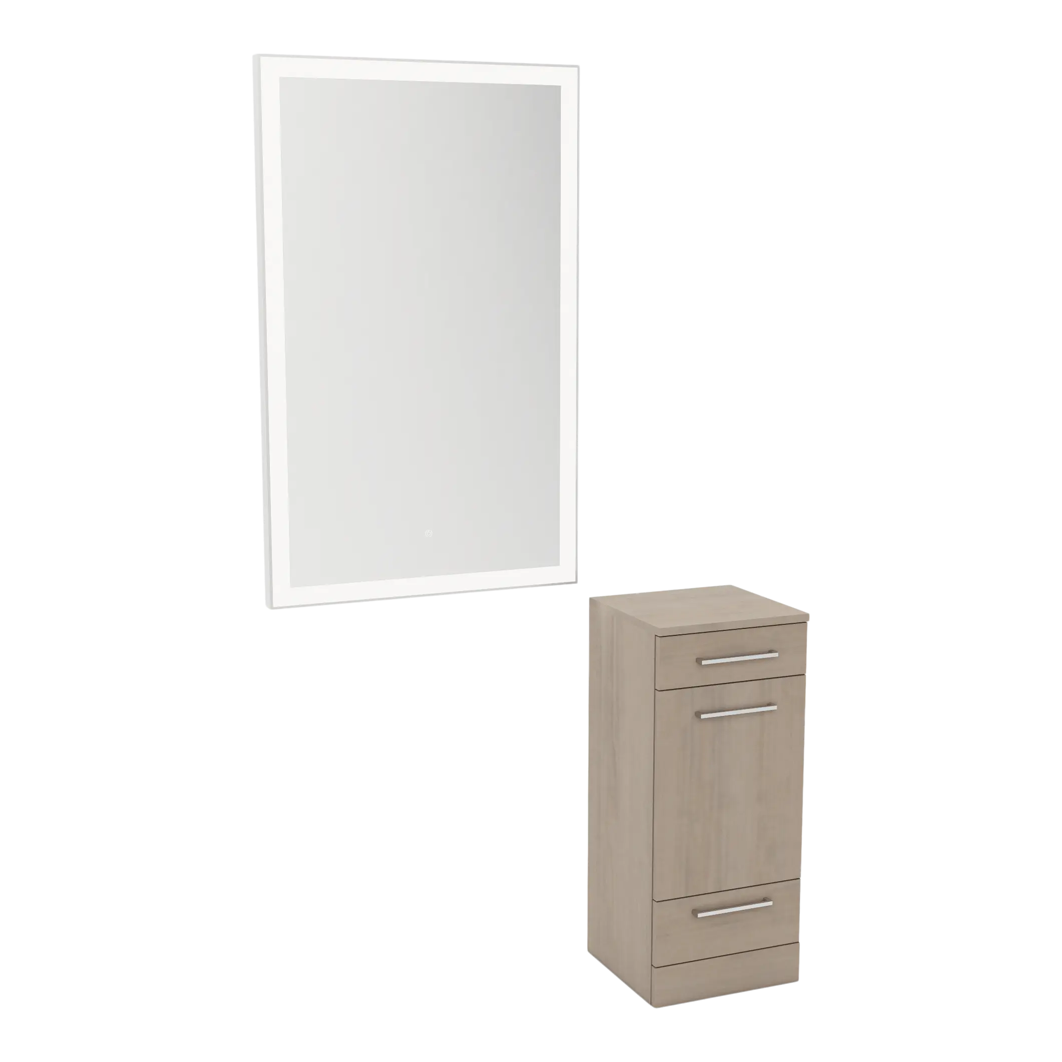 Rococo Mobile Styling Station with Tilt-out Appliance Holder and Silver Rectangle Glo Mirror