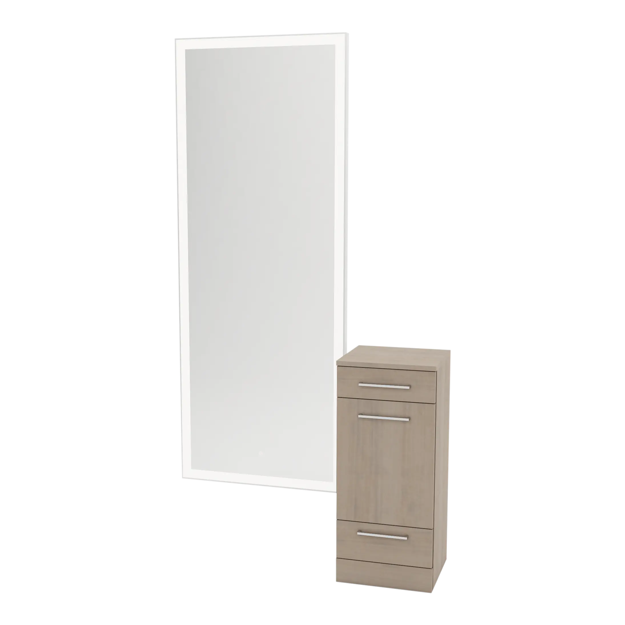 Rococo Mobile Styling Station with Tilt-out Appliance Holder and Silver Full-Length Rectangle Glo Mirror