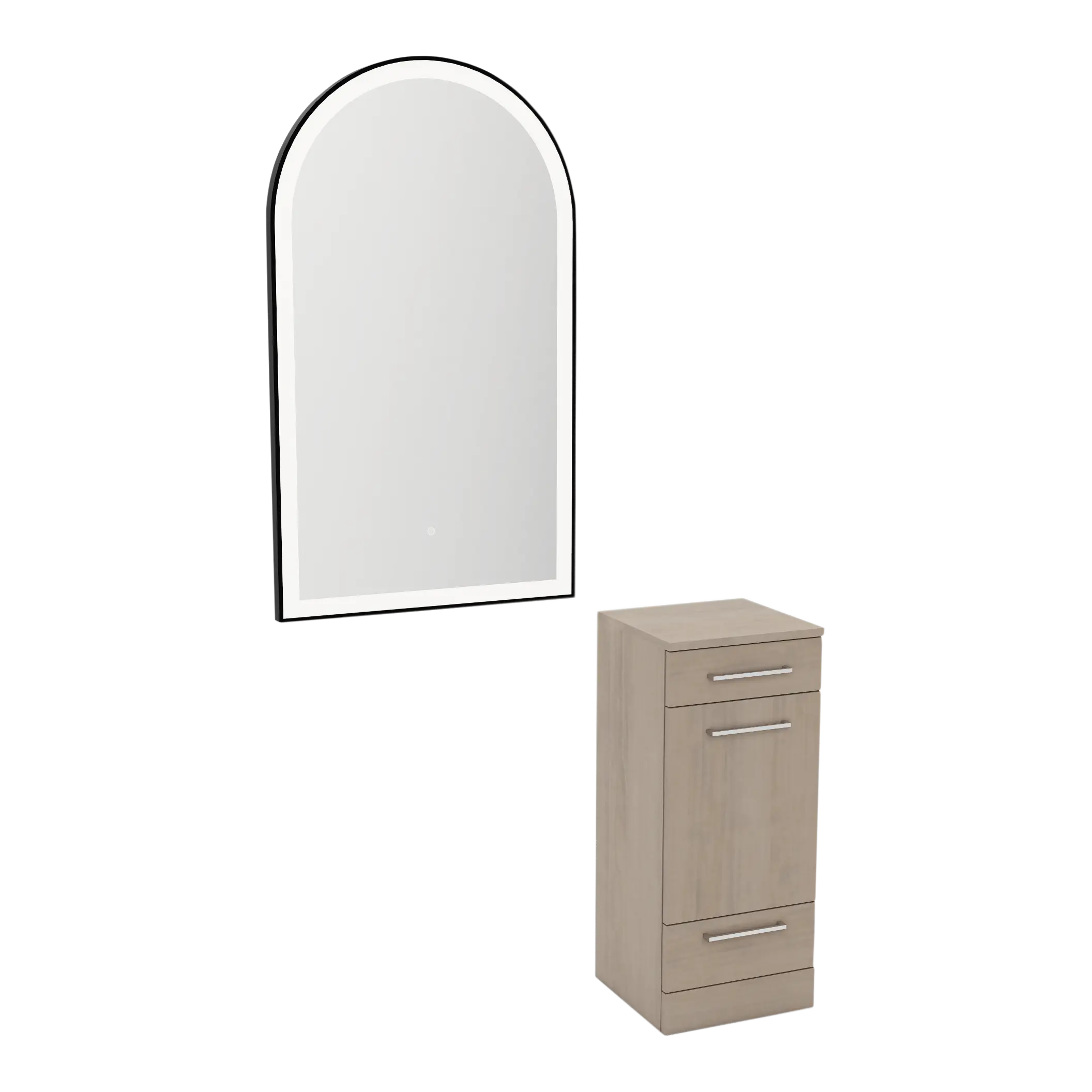 Rococo Mobile Styling Station with Tilt-out Appliance Holder and Black Arch Paloma Mirror