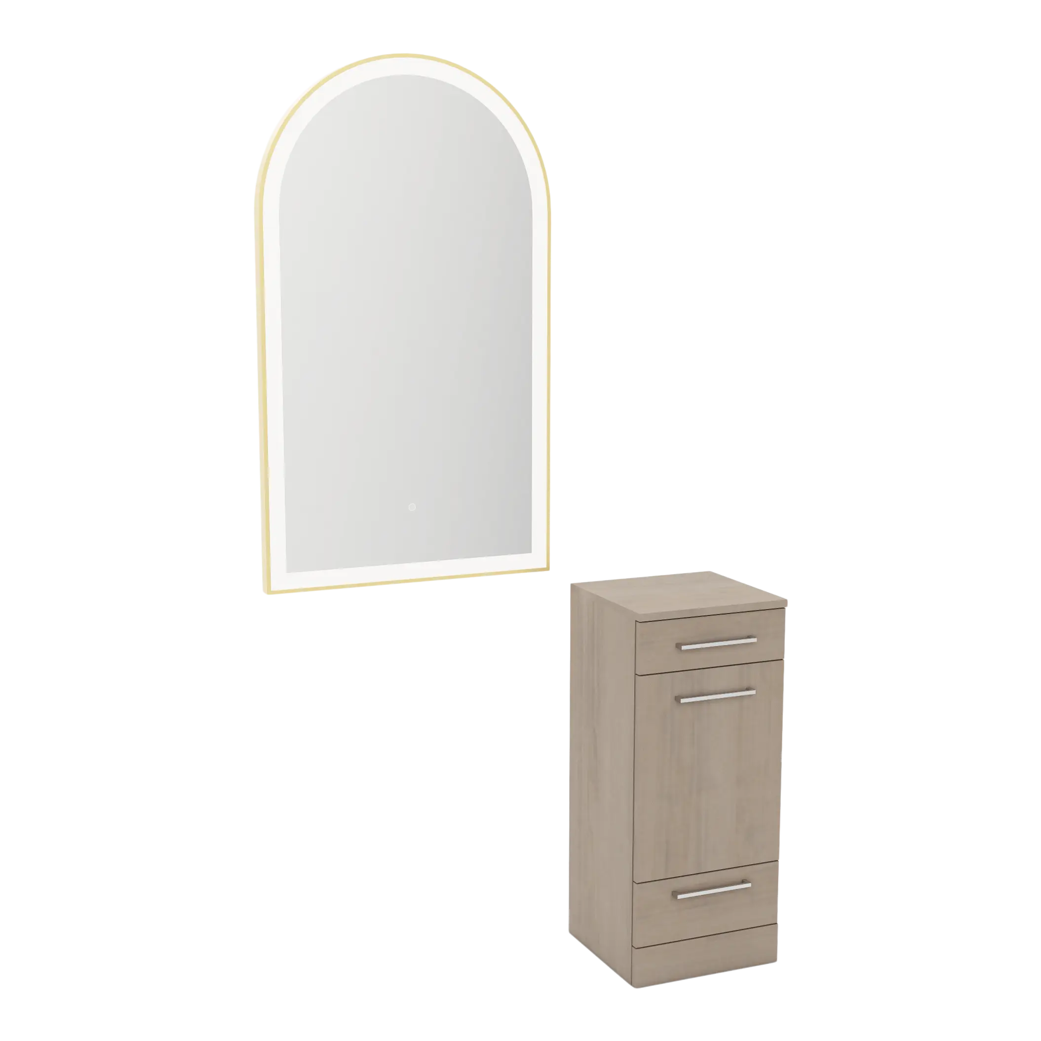 Rococo Mobile Styling Station with Tilt-out Appliance Holder and Gold Arch Paloma Mirror