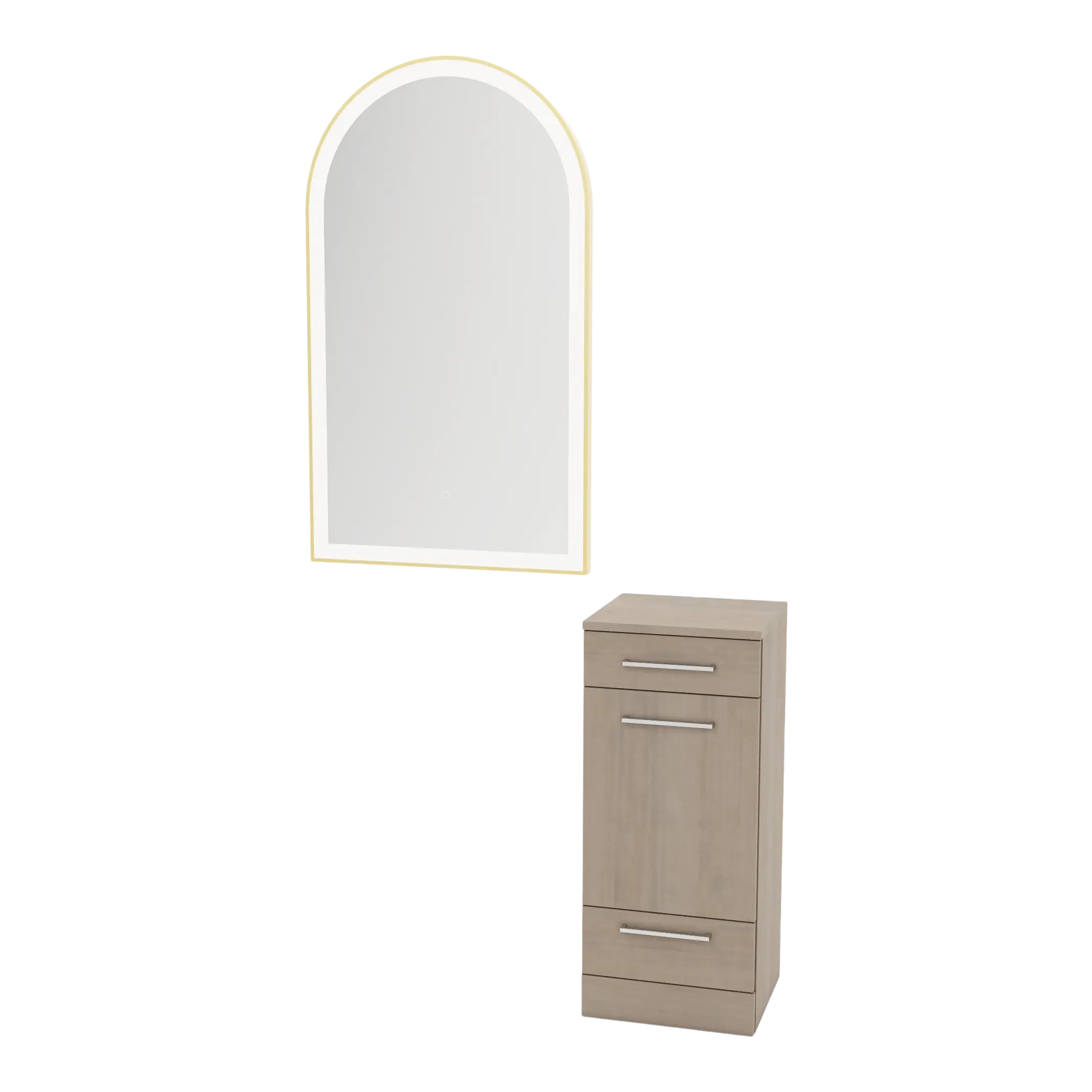 Rococo Mobile Styling Station with Tilt-out Appliance Holder and Gold Arch Paloma Mirror