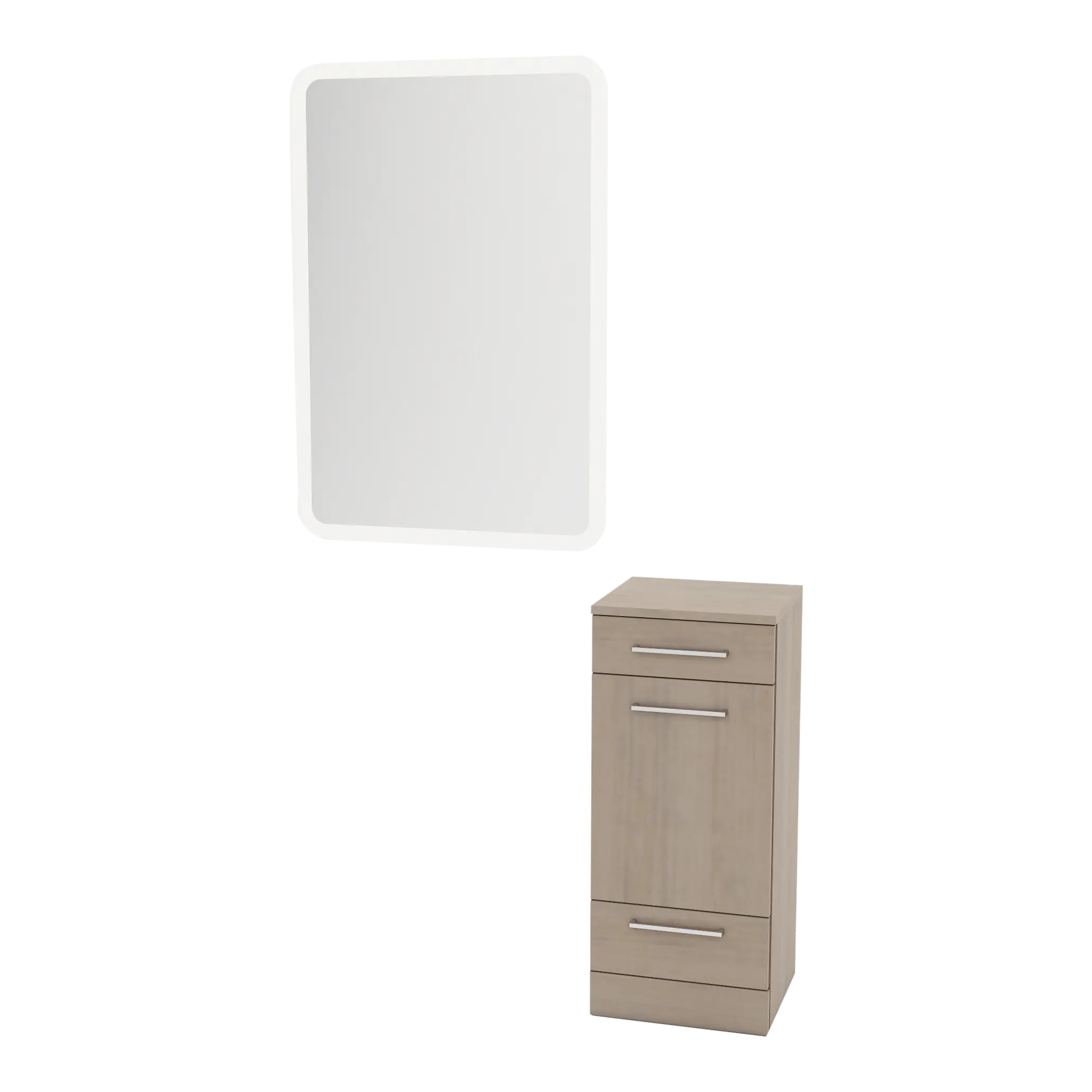 Rococo Mobile Styling Station with Tilt-out Appliance Holder and White Rectangle Illuminate Back Lit Mirror