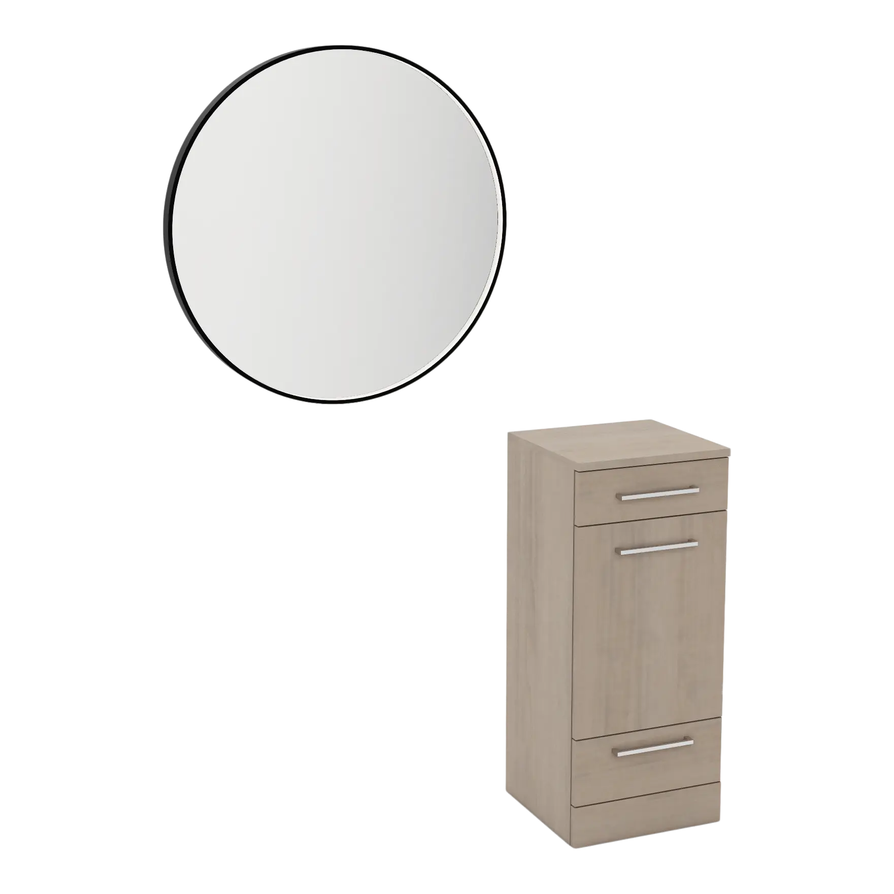 Rococo Mobile Styling Station with Tilt-out Appliance Holder and Black Round Westin Mirror