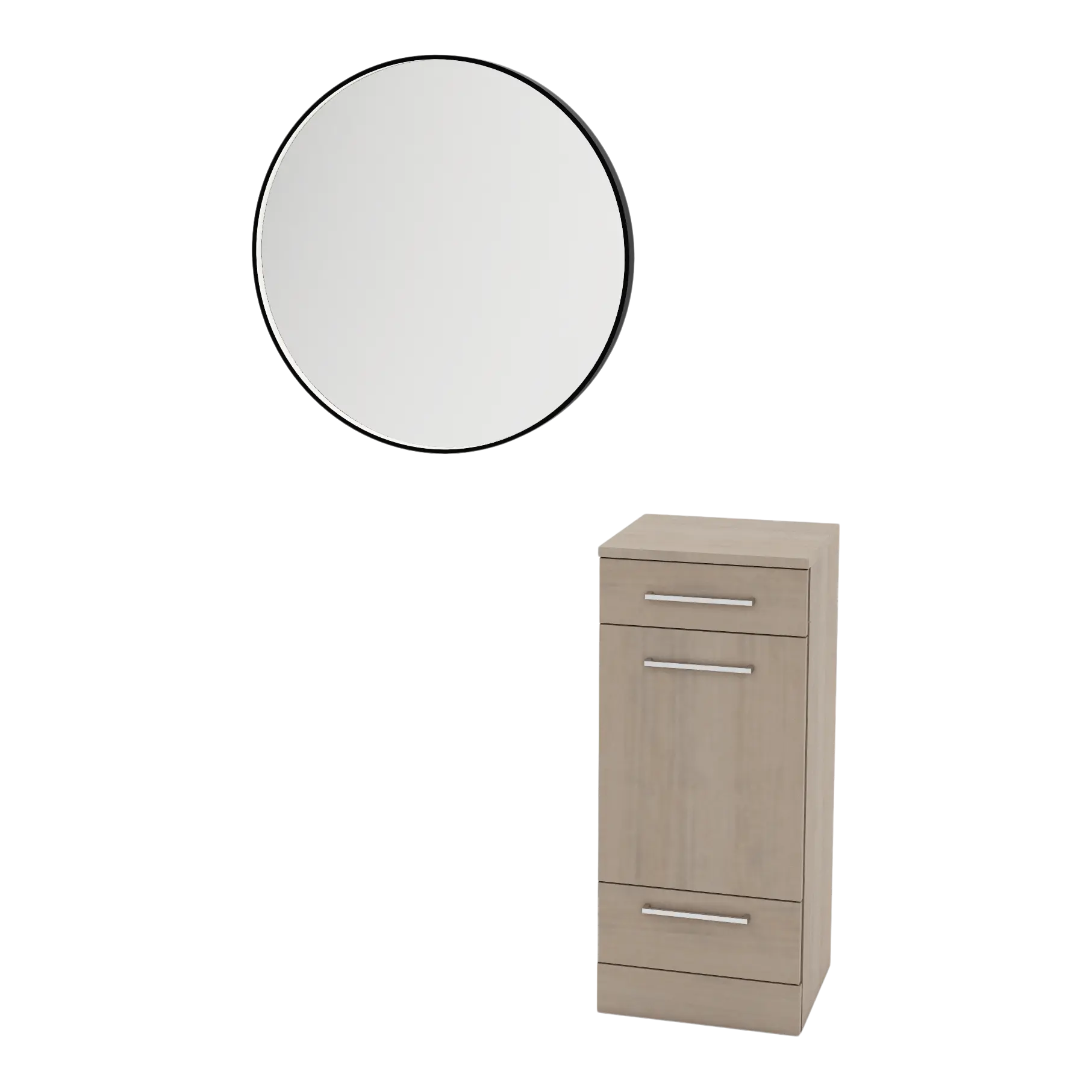 Rococo Mobile Styling Station with Tilt-out Appliance Holder and Black Round Westin Mirror