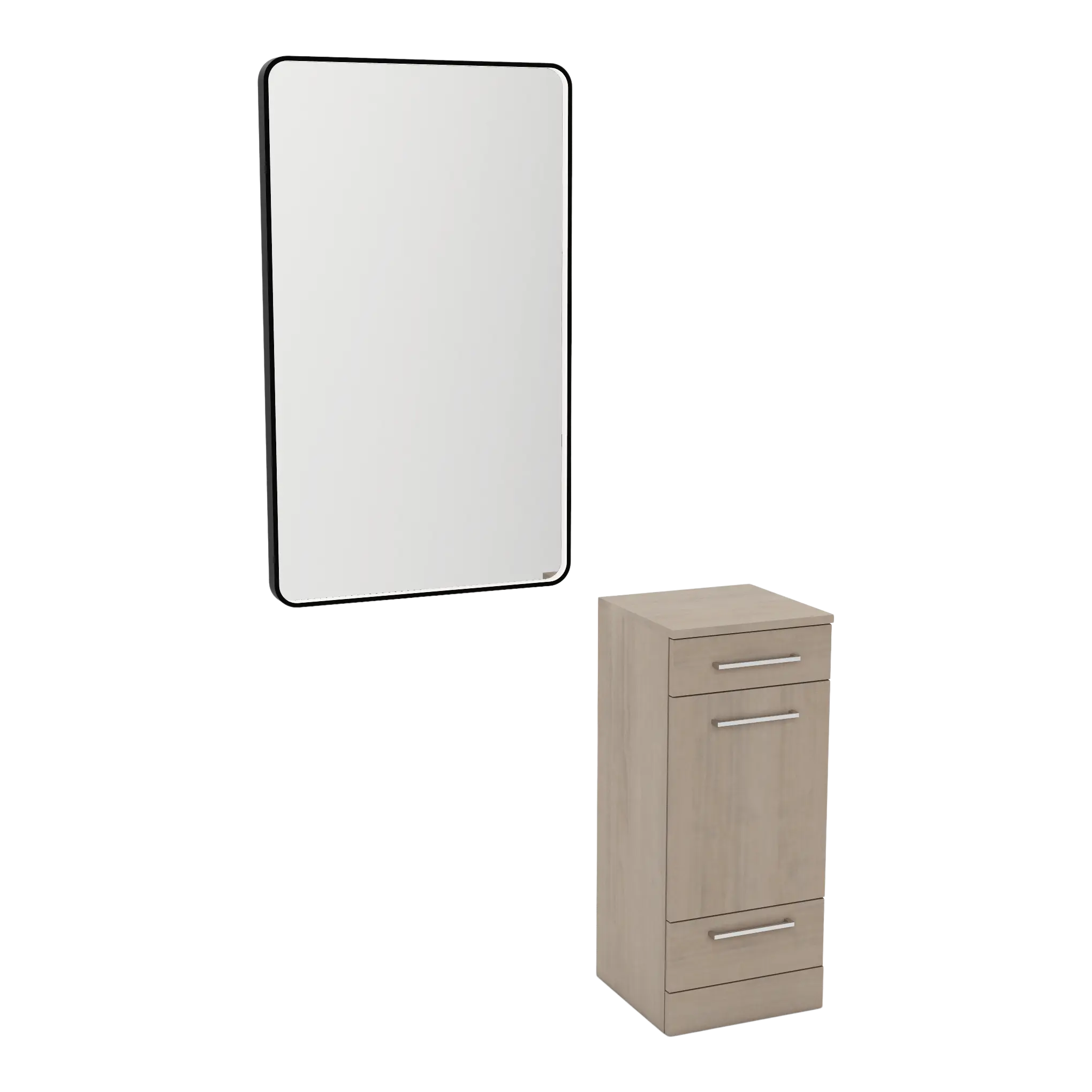 Rococo Mobile Styling Station with Tilt-out Appliance Holder and Black Rectangle Westin Mirror