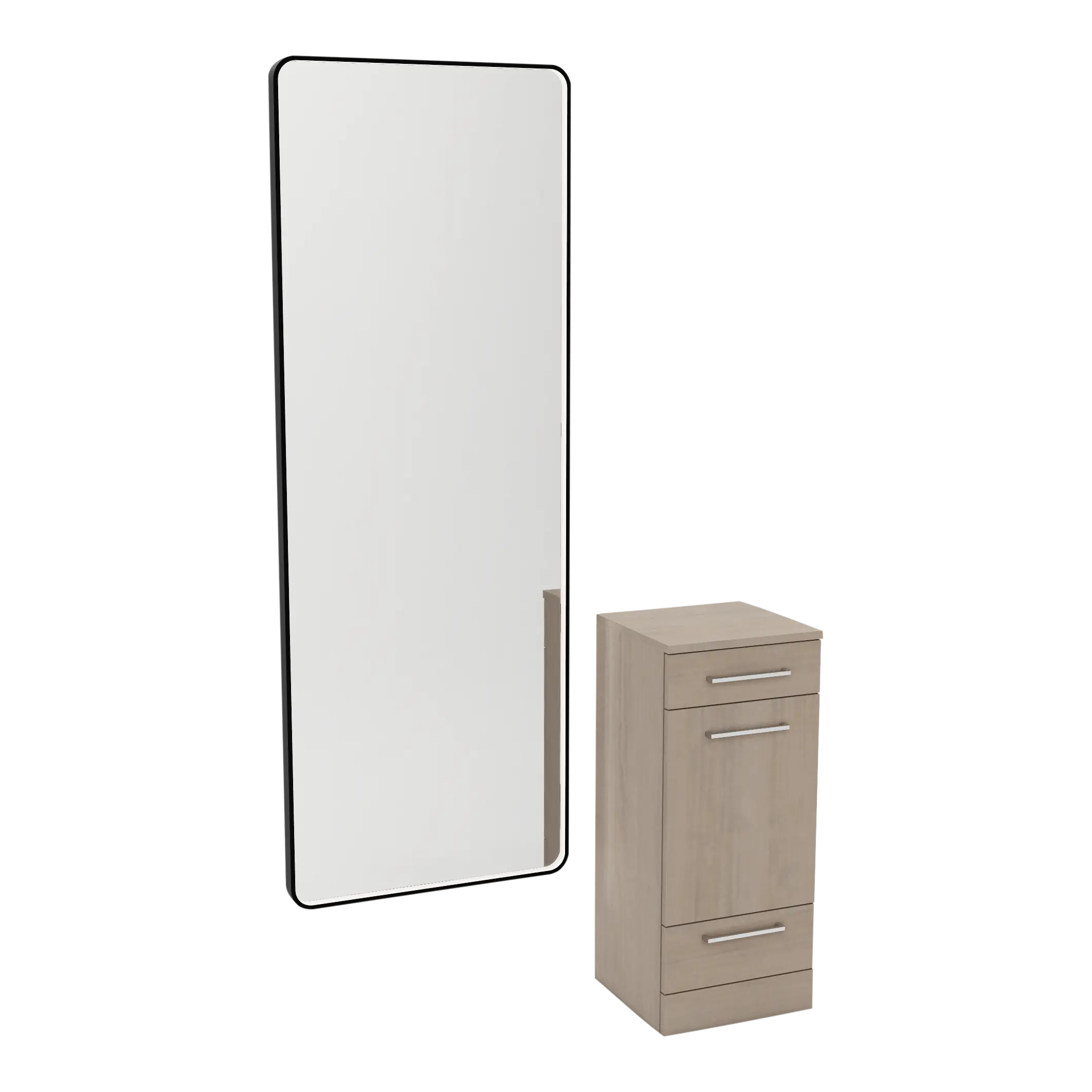 Rococo Mobile Styling Station with Tilt-out Appliance Holder and Black Full-Length Rectangle Westin Mirror