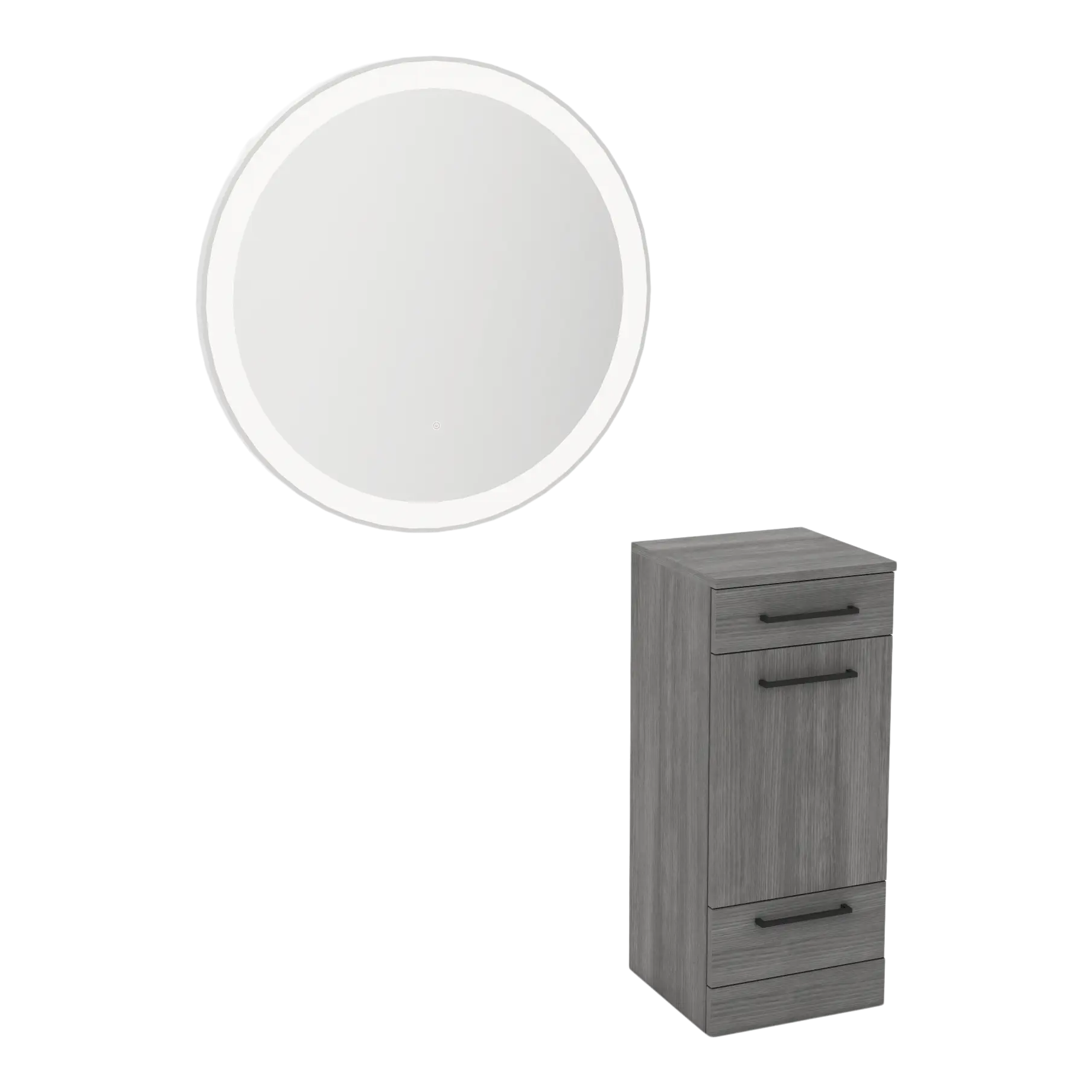 Rococo Mobile Styling Station with Tilt-out Appliance Holder and Silver Round Glo Mirror