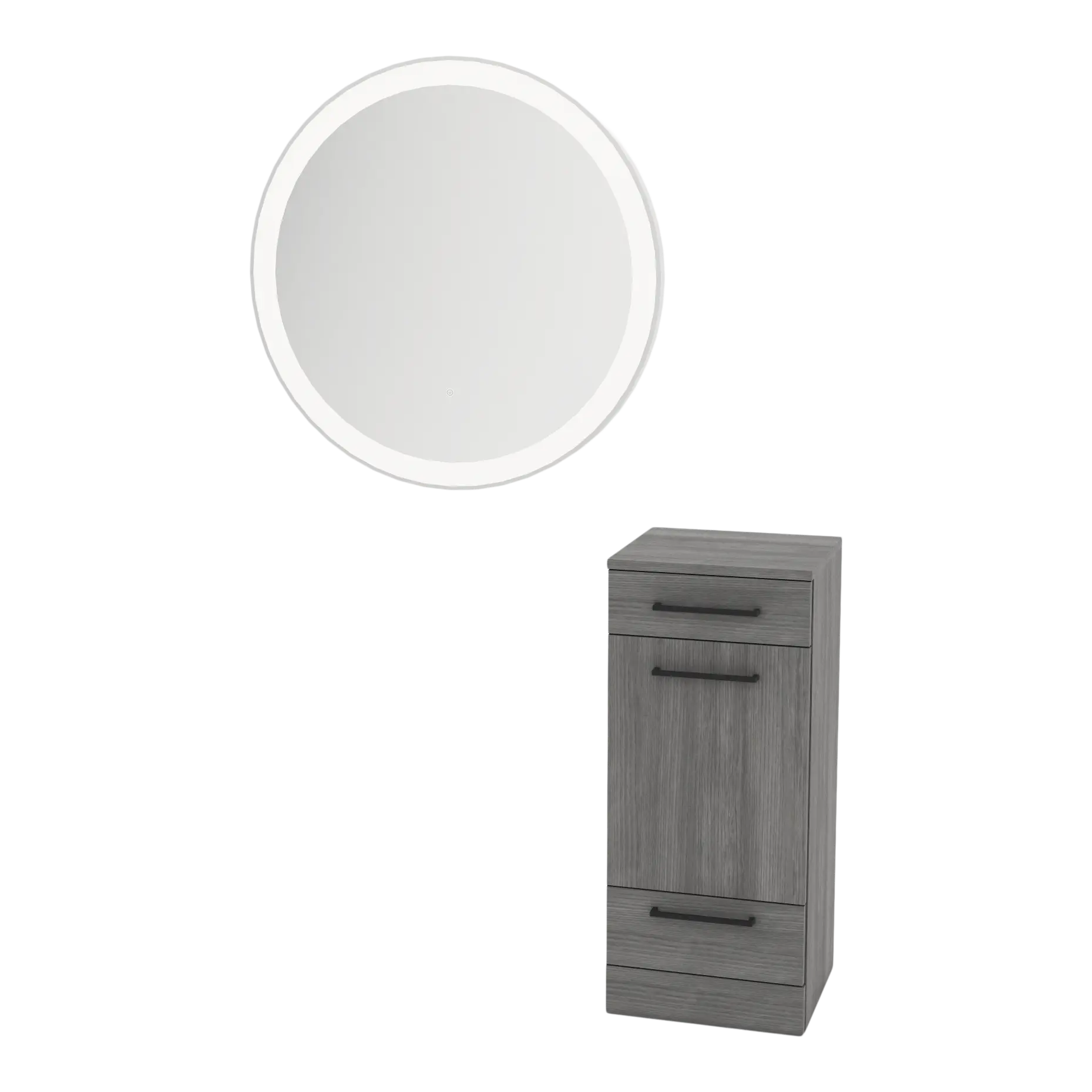 Rococo Mobile Styling Station with Tilt-out Appliance Holder and Silver Round Glo Mirror