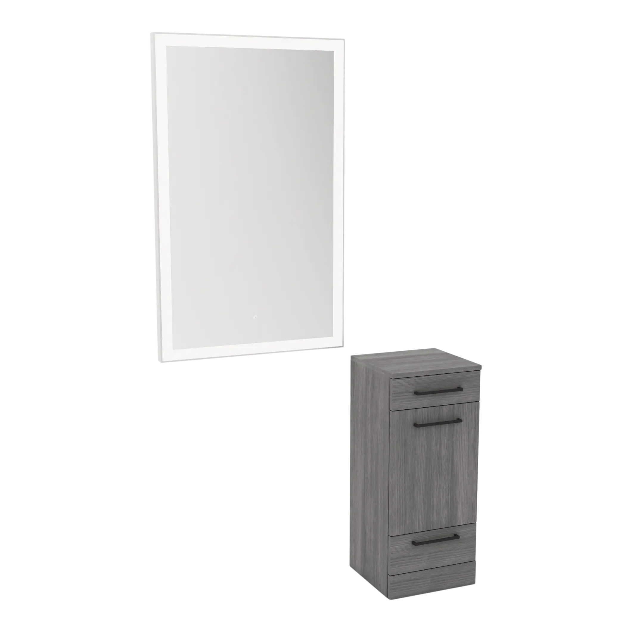 Rococo Mobile Styling Station with Tilt-out Appliance Holder and Silver Rectangle Glo Mirror