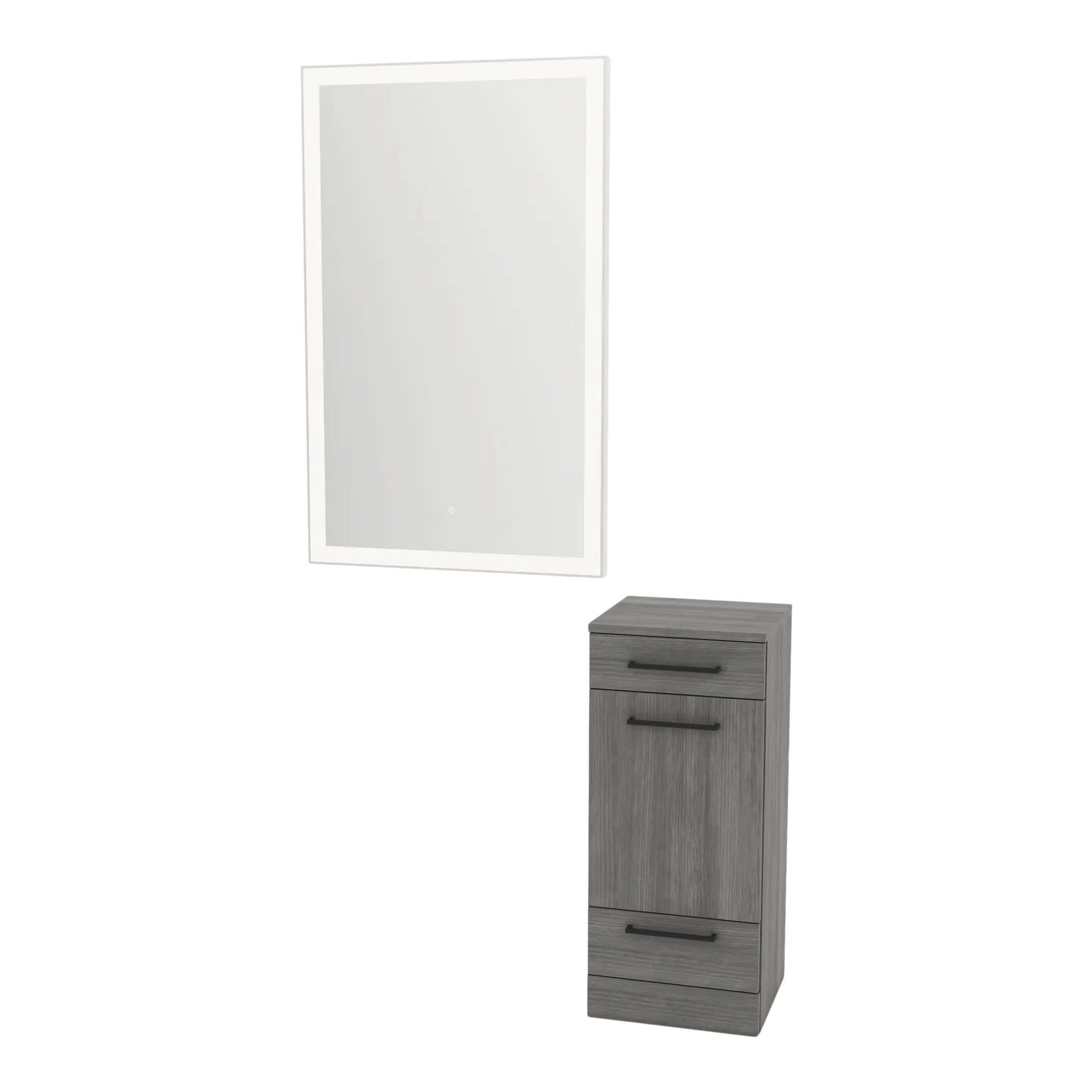 Rococo Mobile Styling Station with Tilt-out Appliance Holder and Silver Rectangle Glo Mirror