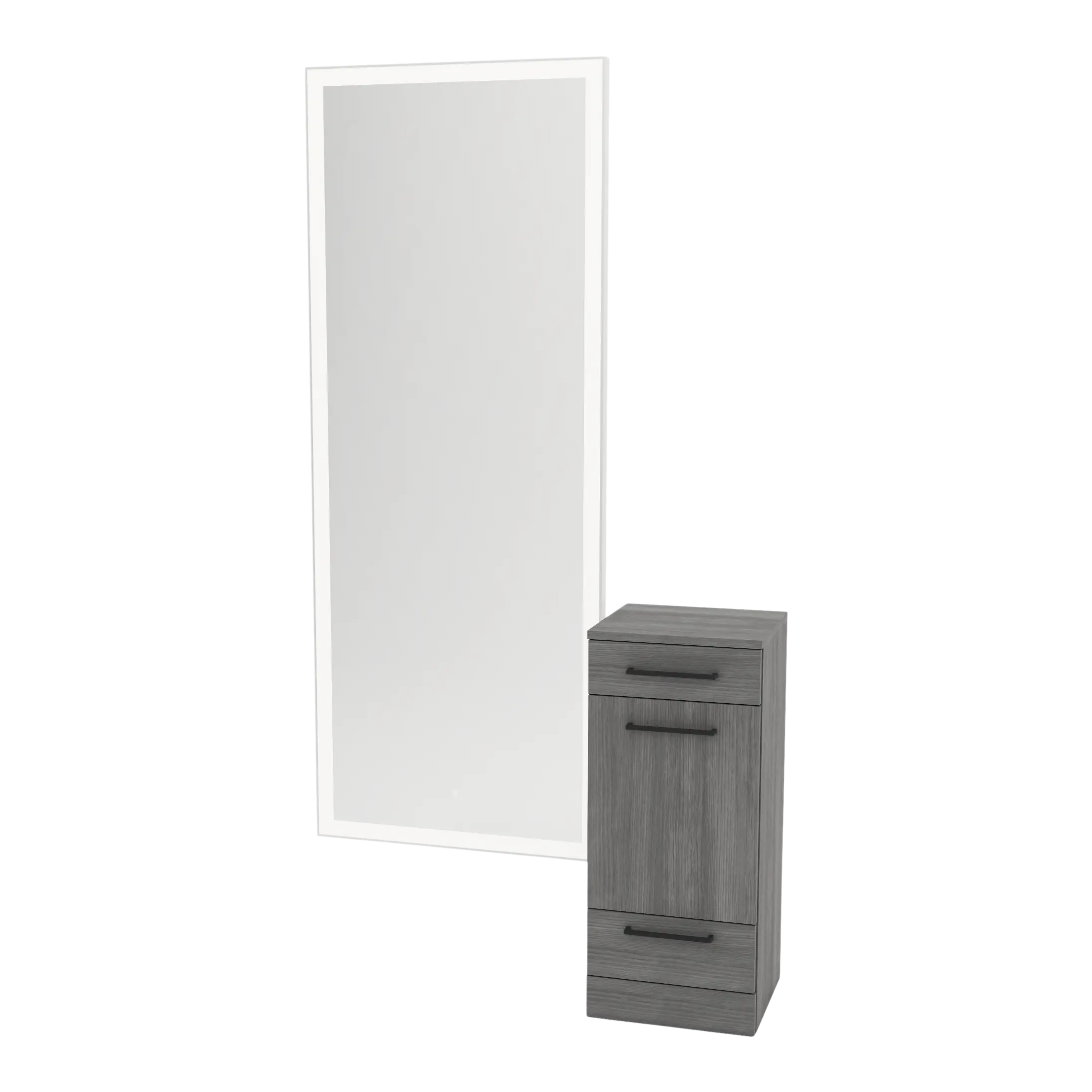 Rococo Mobile Styling Station with Tilt-out Appliance Holder and Silver Full-Length Rectangle Glo Mirror