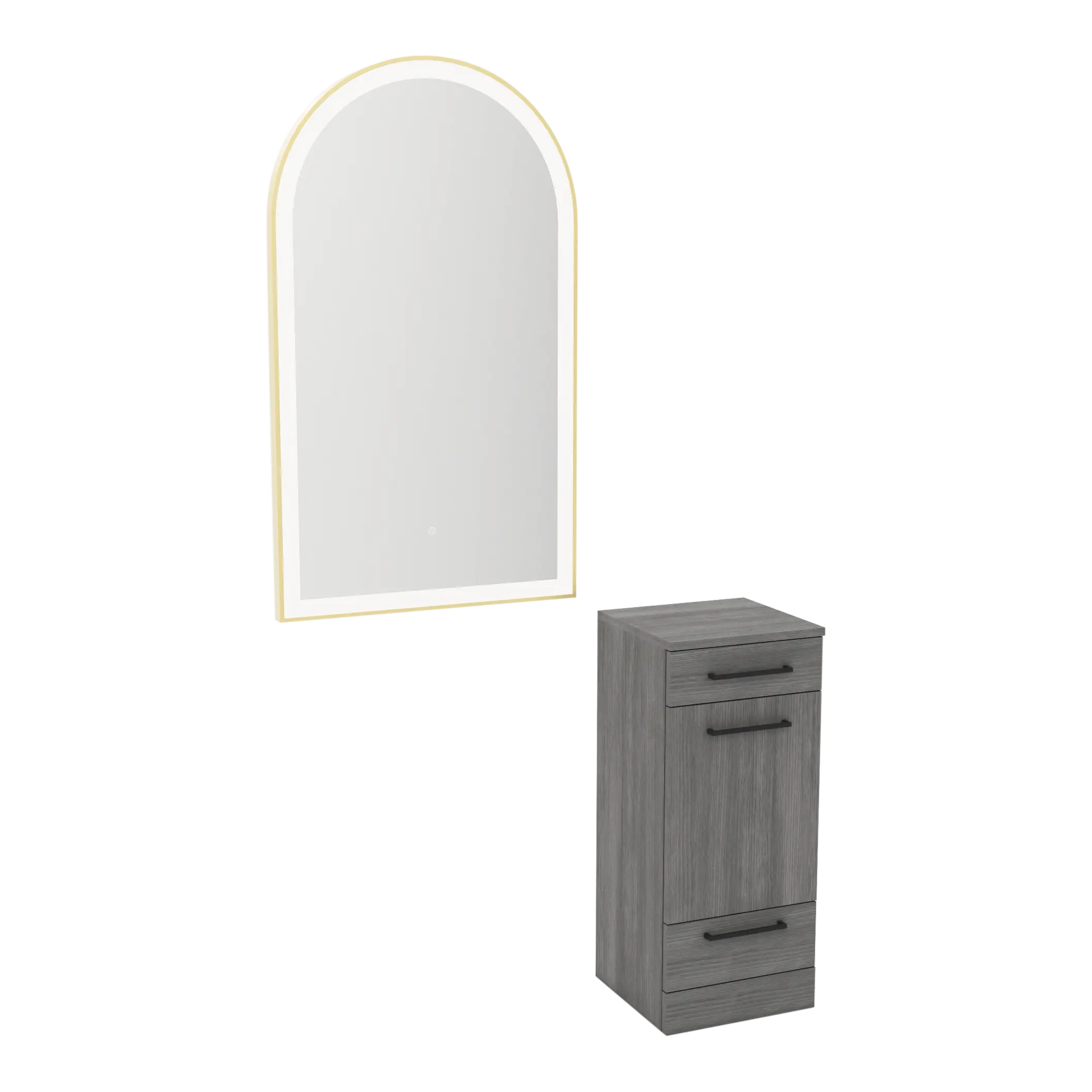 Rococo Mobile Styling Station with Tilt-out Appliance Holder and Gold Arch Paloma Mirror