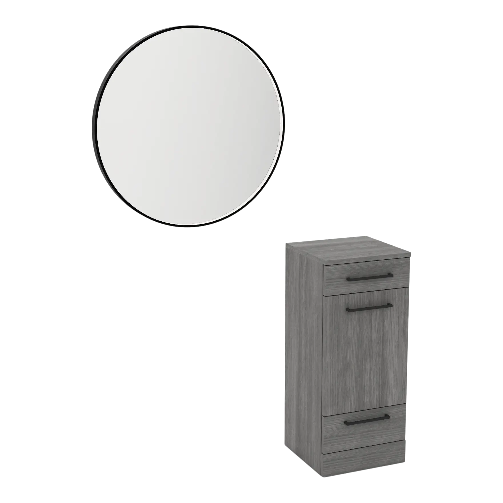 Rococo Mobile Styling Station with Tilt-out Appliance Holder and Black Round Westin Mirror