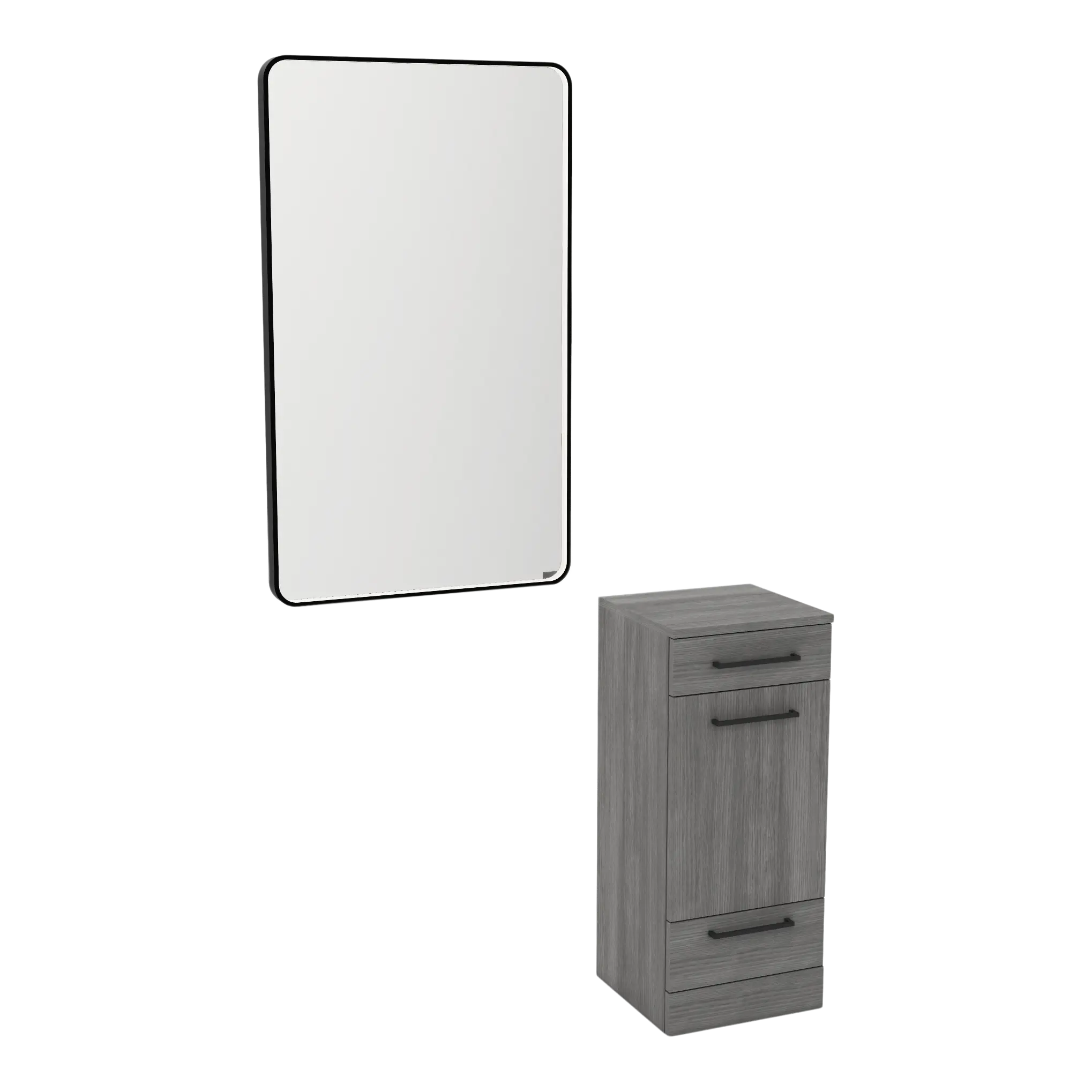 Rococo Mobile Styling Station with Tilt-out Appliance Holder and Black Rectangle Westin Mirror