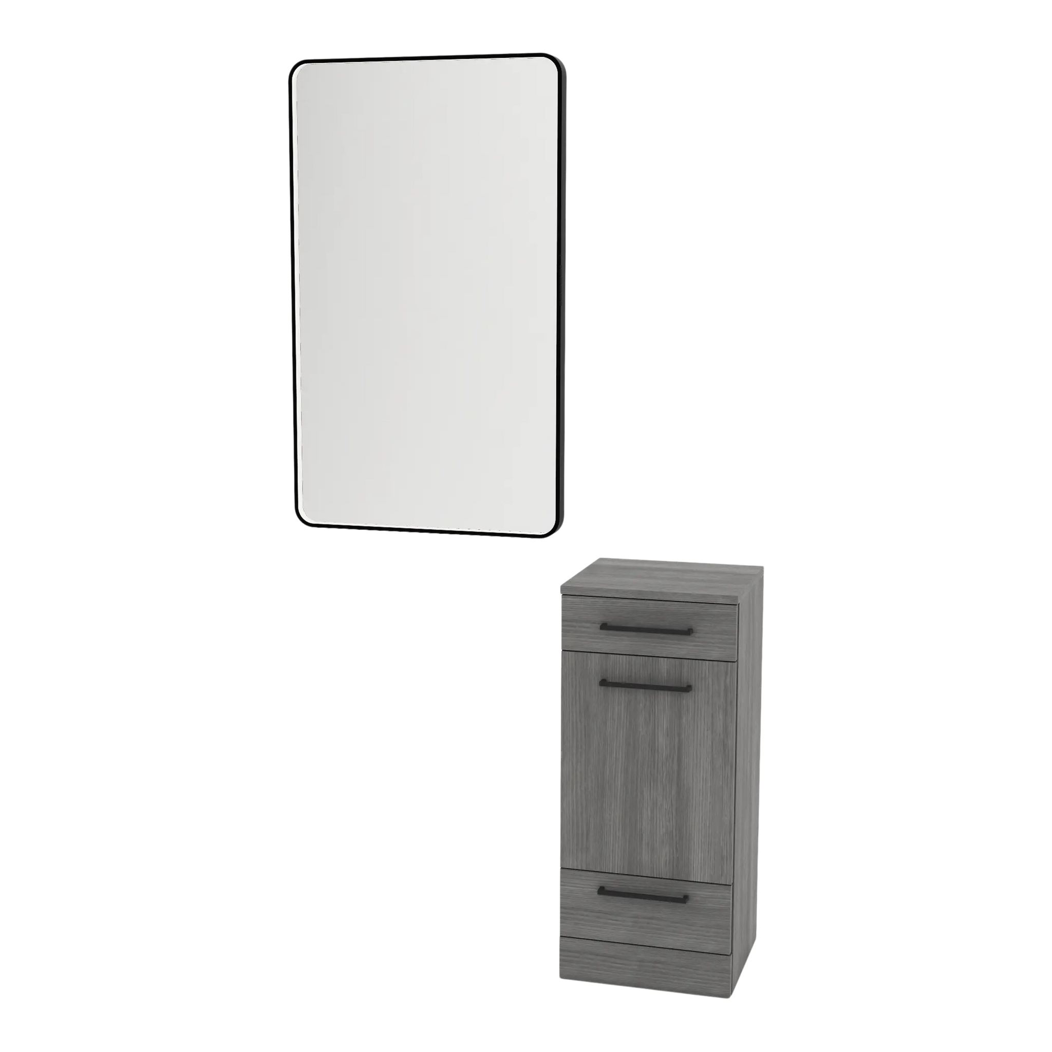 Rococo Mobile Styling Station with Tilt-out Appliance Holder and Black Rectangle Westin Mirror