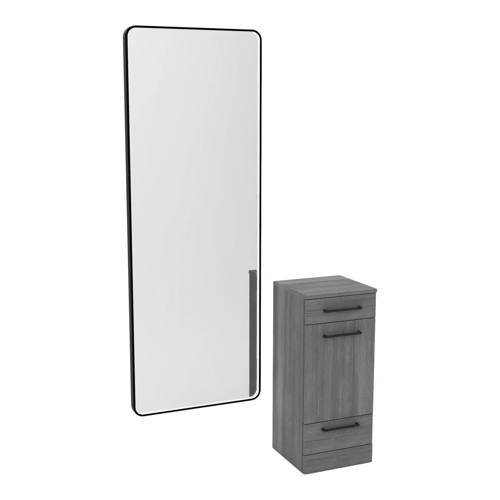 Rococo Mobile Styling Station with Tilt-out Appliance Holder and Black Full-Length Rectangle Westin Mirror