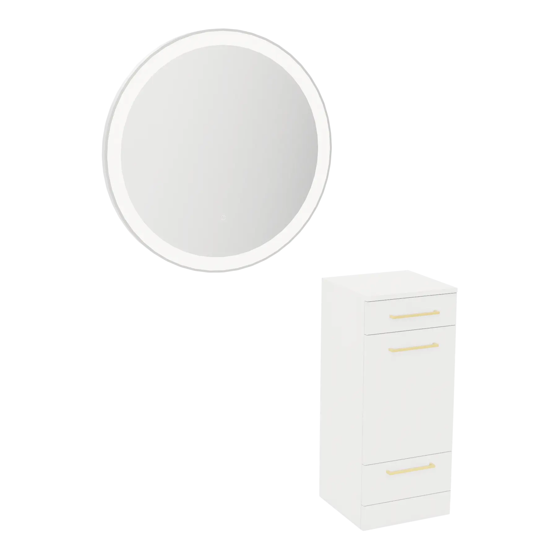 Rococo Mobile Styling Station with Tilt-out Appliance Holder and Silver Round Glo Mirror