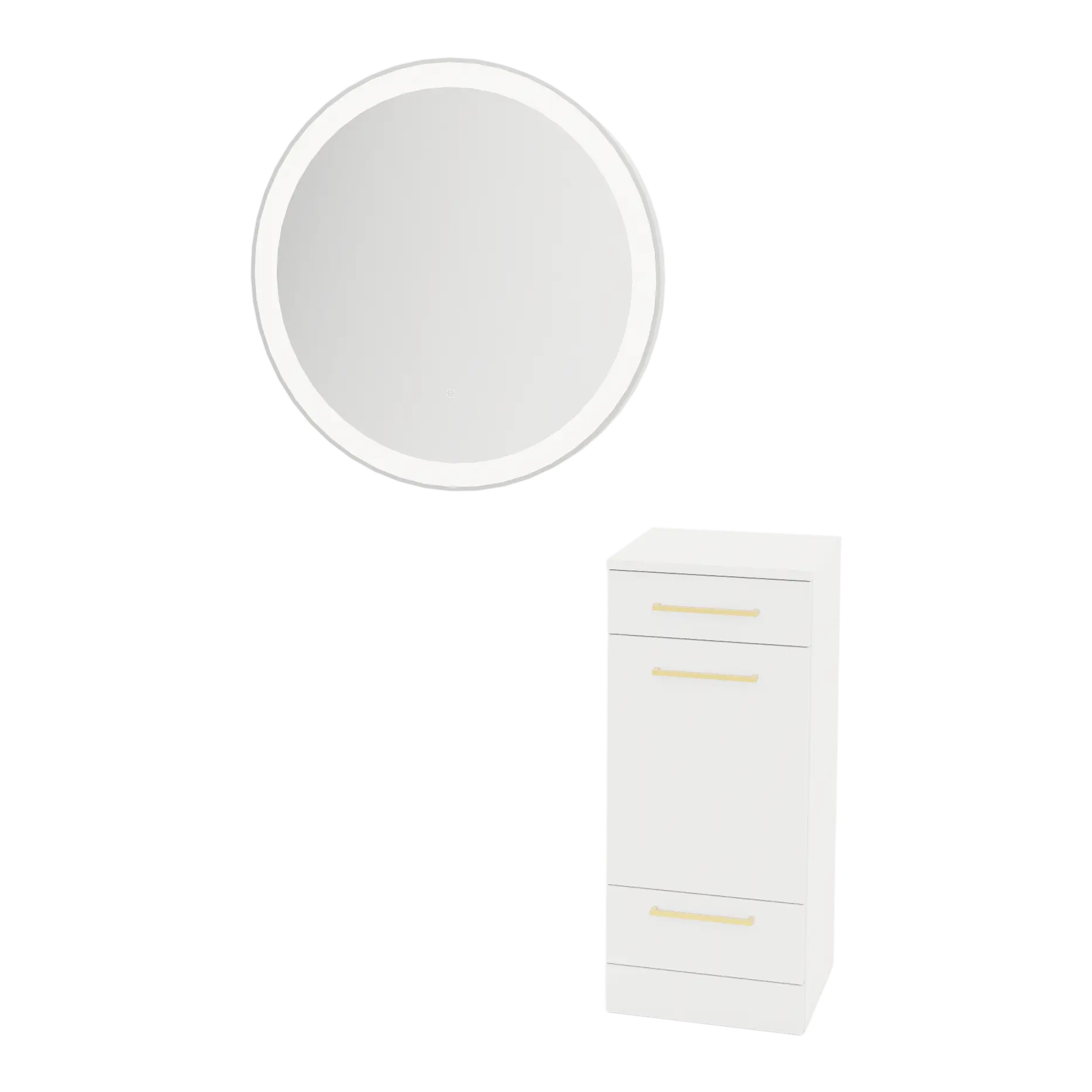 Rococo Mobile Styling Station with Tilt-out Appliance Holder and Silver Round Glo Mirror