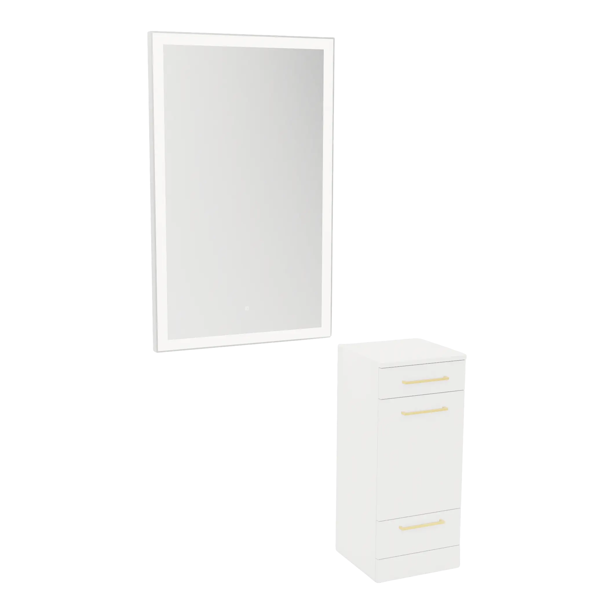 Rococo Mobile Styling Station with Tilt-out Appliance Holder and Silver Rectangle Glo Mirror