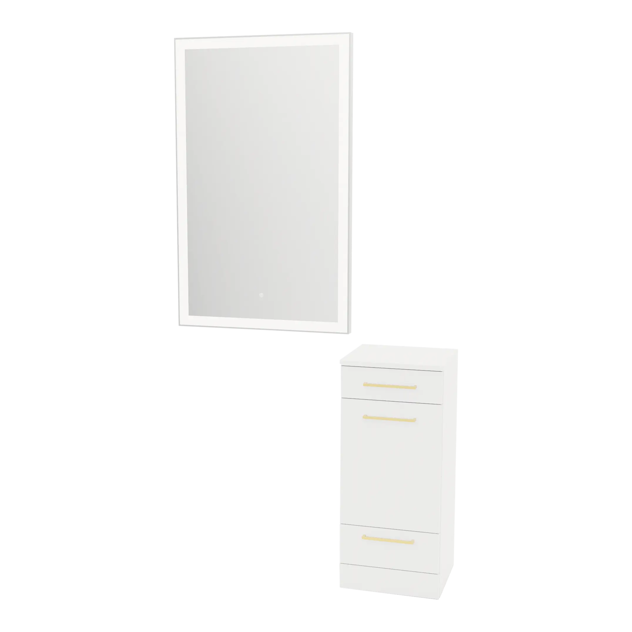 Rococo Mobile Styling Station with Tilt-out Appliance Holder and Silver Rectangle Glo Mirror