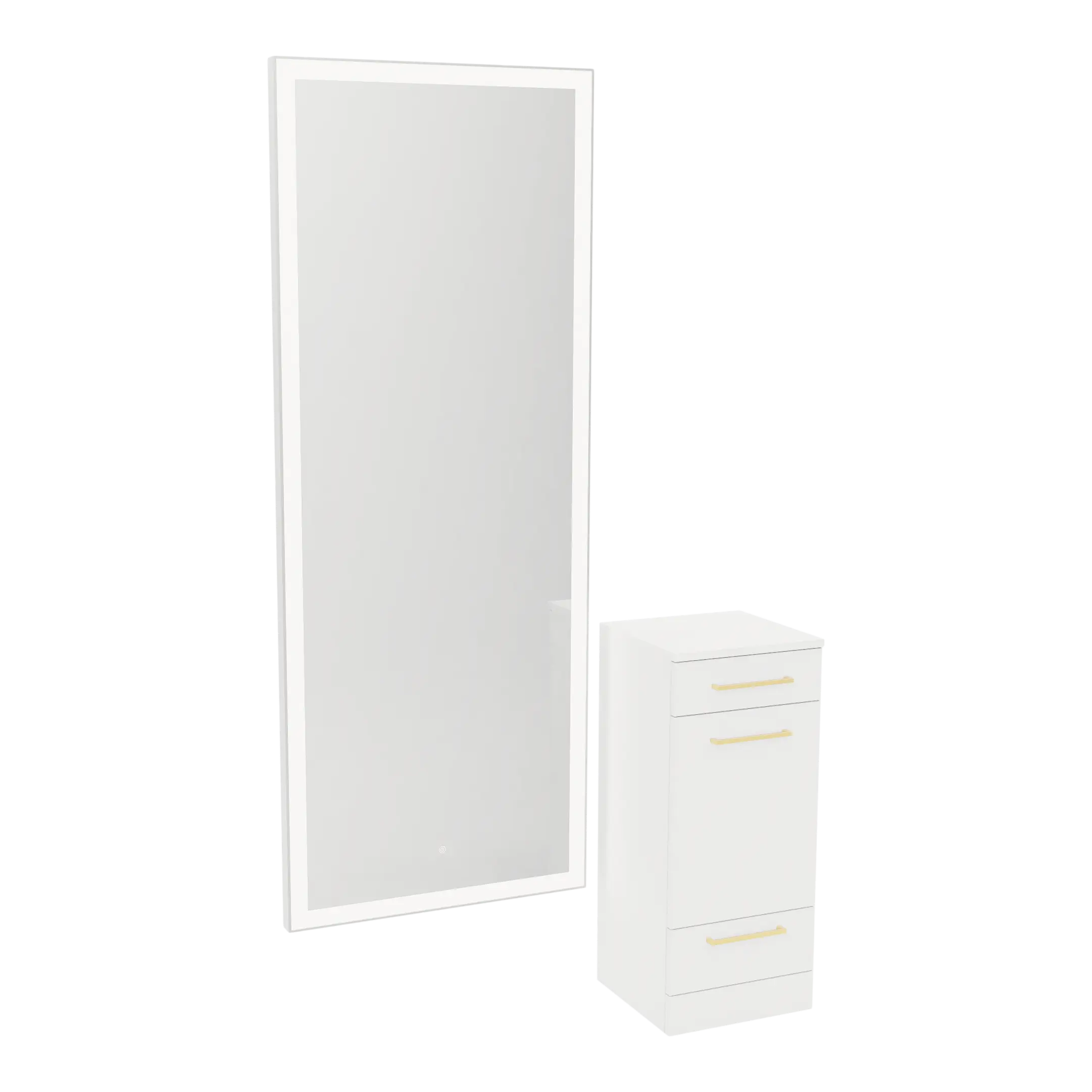 Rococo Mobile Styling Station with Tilt-out Appliance Holder and Silver Full-Length Rectangle Glo Mirror