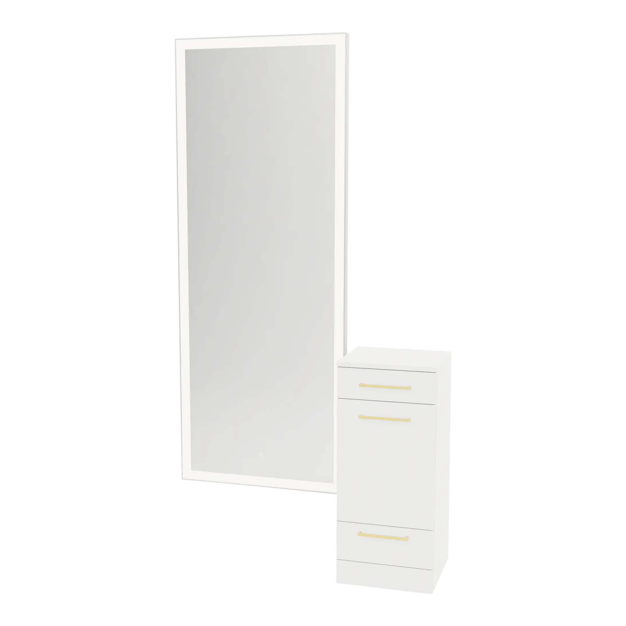 Rococo Mobile Styling Station with Tilt-out Appliance Holder and Silver Full-Length Rectangle Glo Mirror