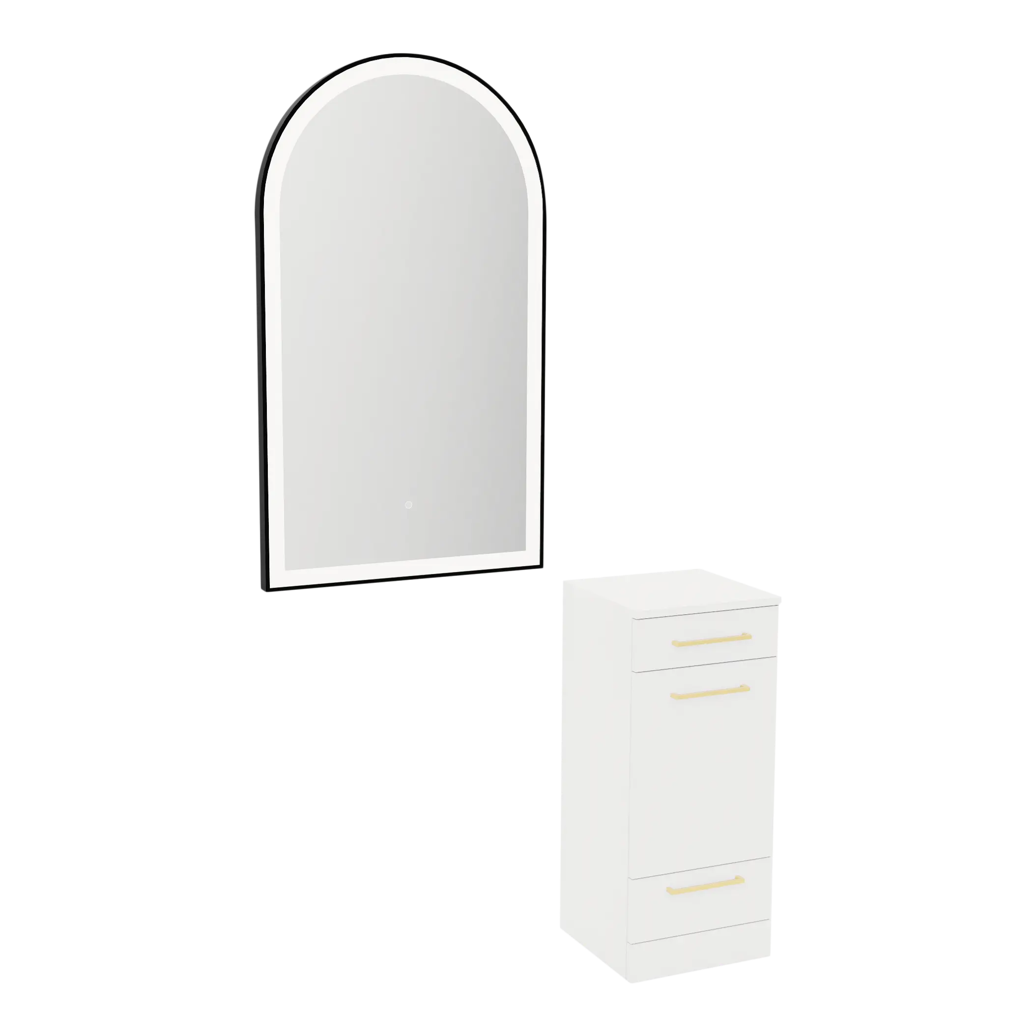 Rococo Mobile Styling Station with Tilt-out Appliance Holder and Black Arch Paloma Mirror