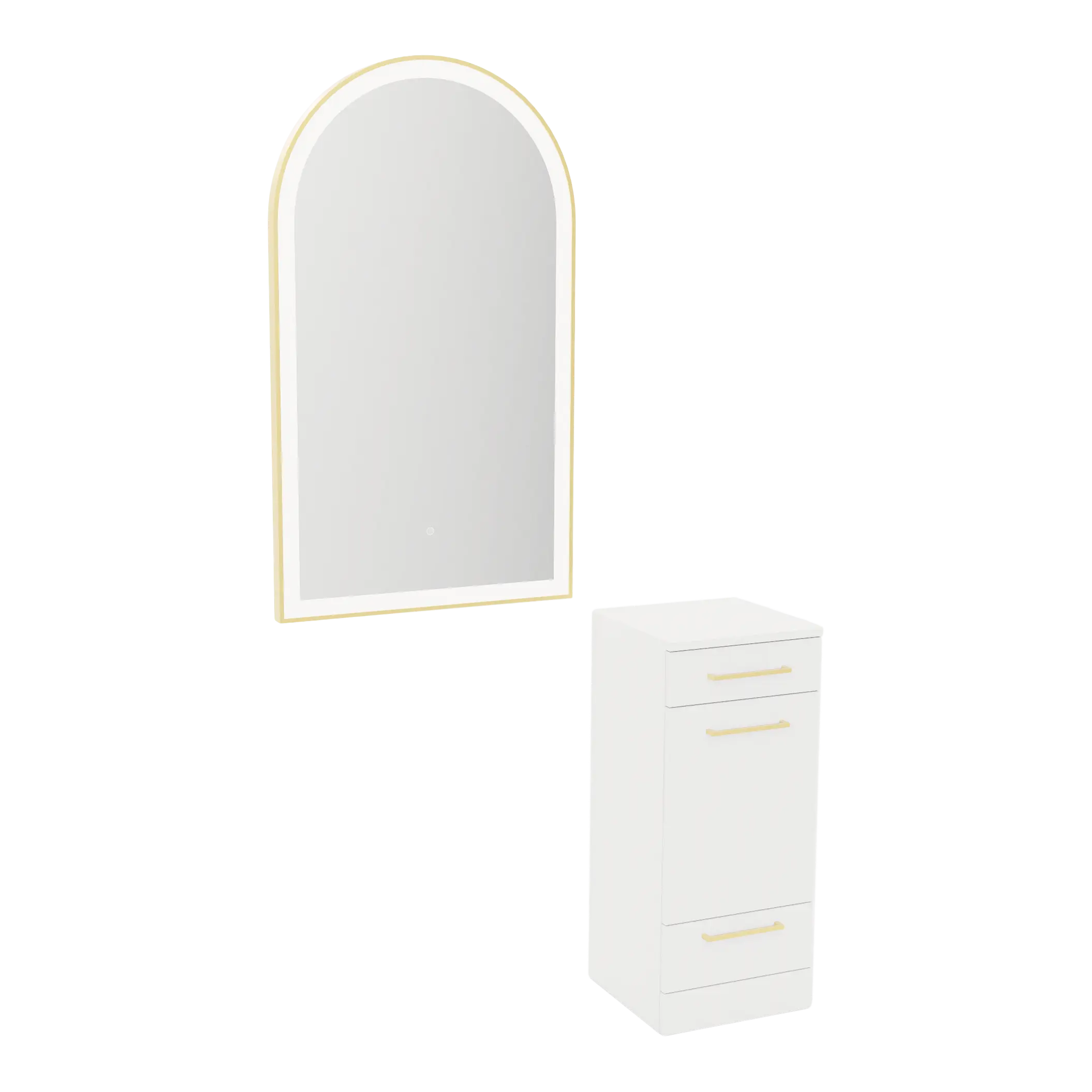 Rococo Mobile Styling Station with Tilt-out Appliance Holder and Gold Arch Paloma Mirror