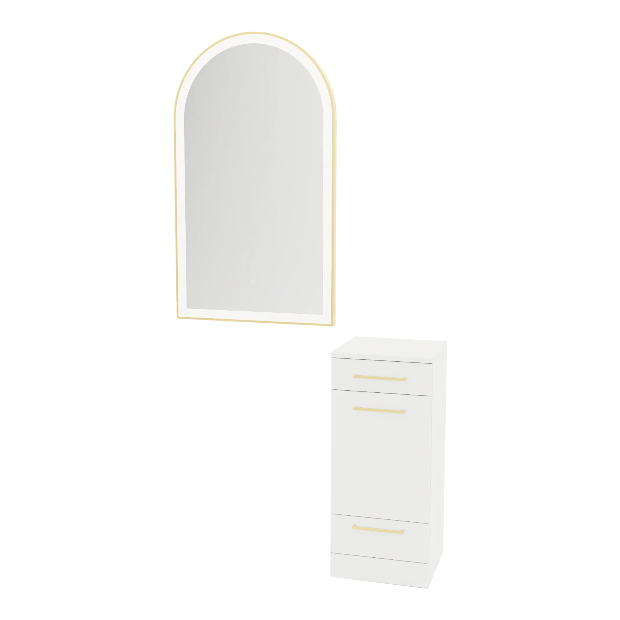 Rococo Mobile Styling Station with Tilt-out Appliance Holder and Gold Arch Paloma Mirror