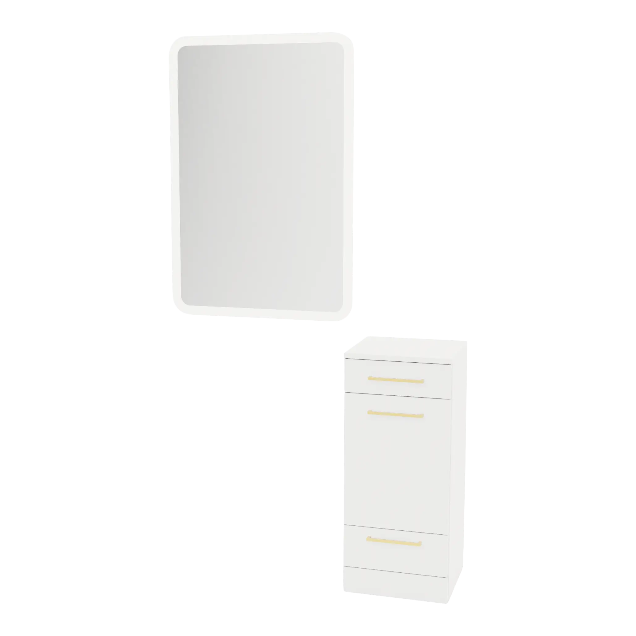 Rococo Mobile Styling Station with Tilt-out Appliance Holder and White Rectangle Illuminate Back Lit Mirror