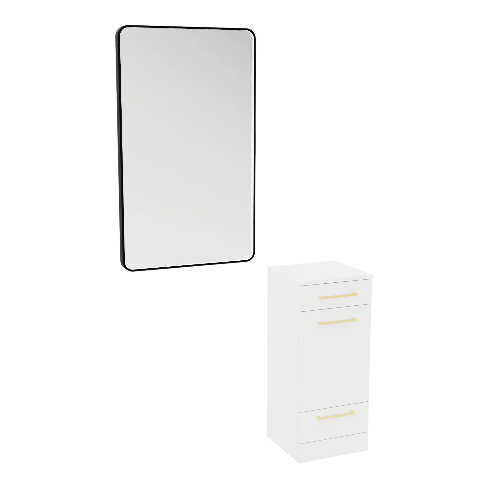 Rococo Mobile Styling Station with Tilt-out Appliance Holder and Black Rectangle Westin Mirror