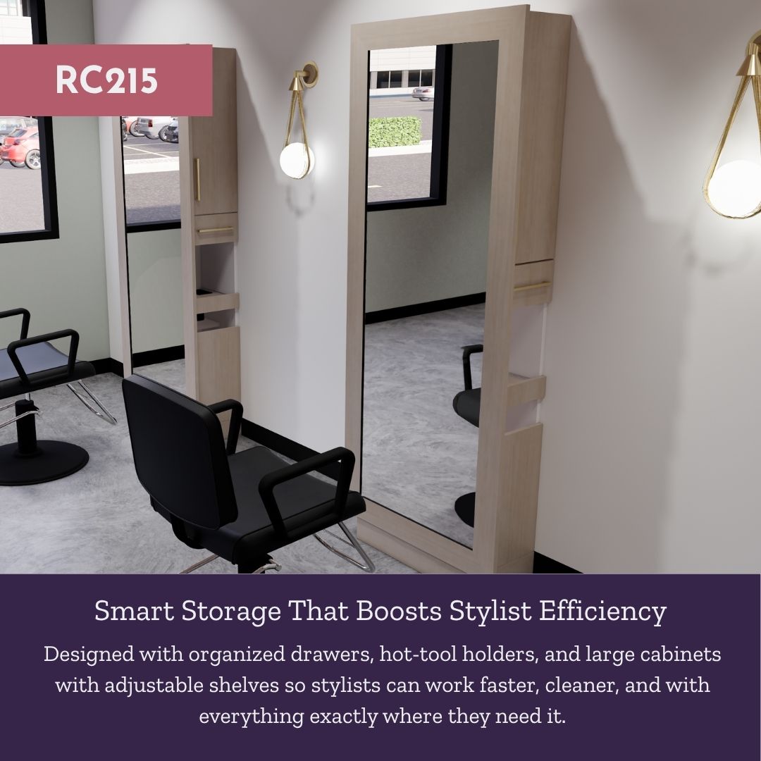 Rococo Single Operator Styling Station with Slide-out Appliance Holder