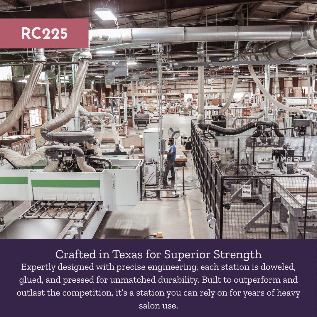 Rococo Double Operator Styling Station with Pull-out Appliance Holder